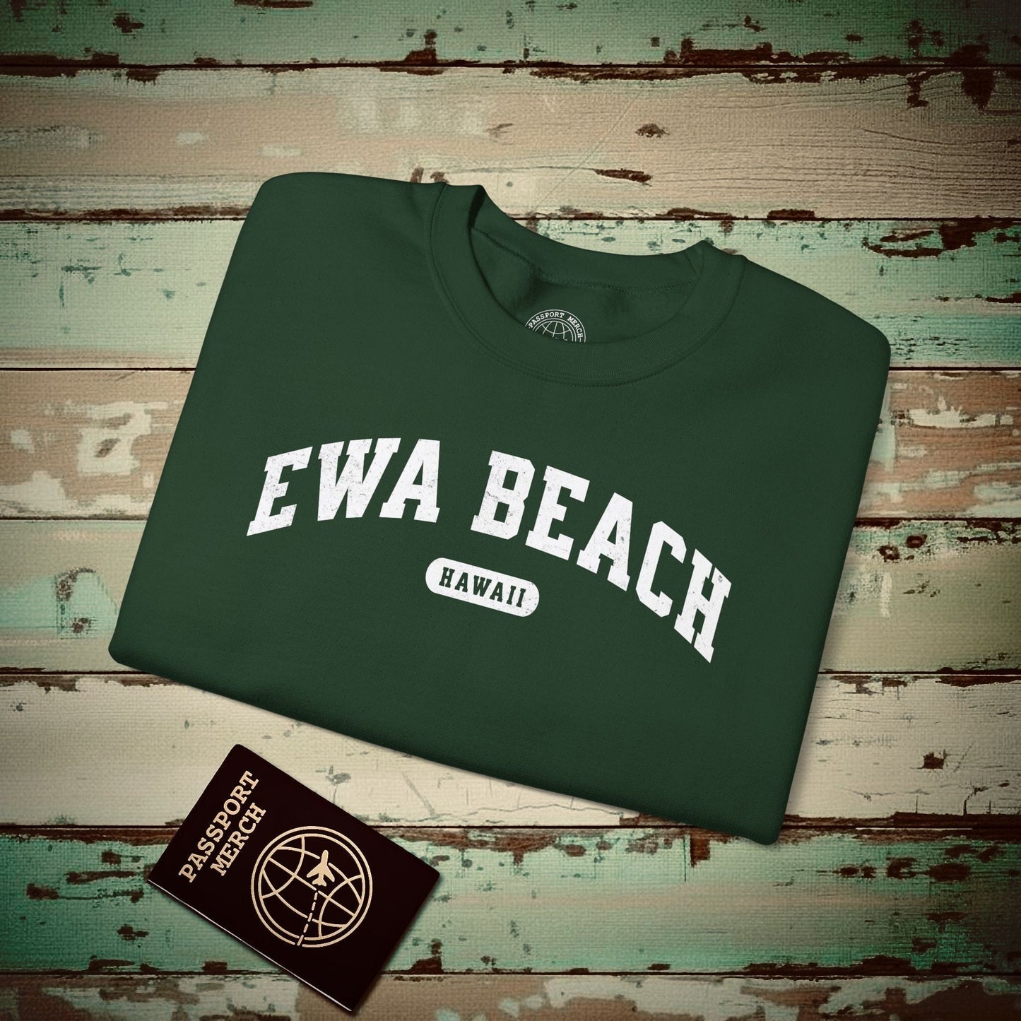 Classic Athletic, Ewa Beach, Hawaii (Fan Service) Crewneck Forest Green / S