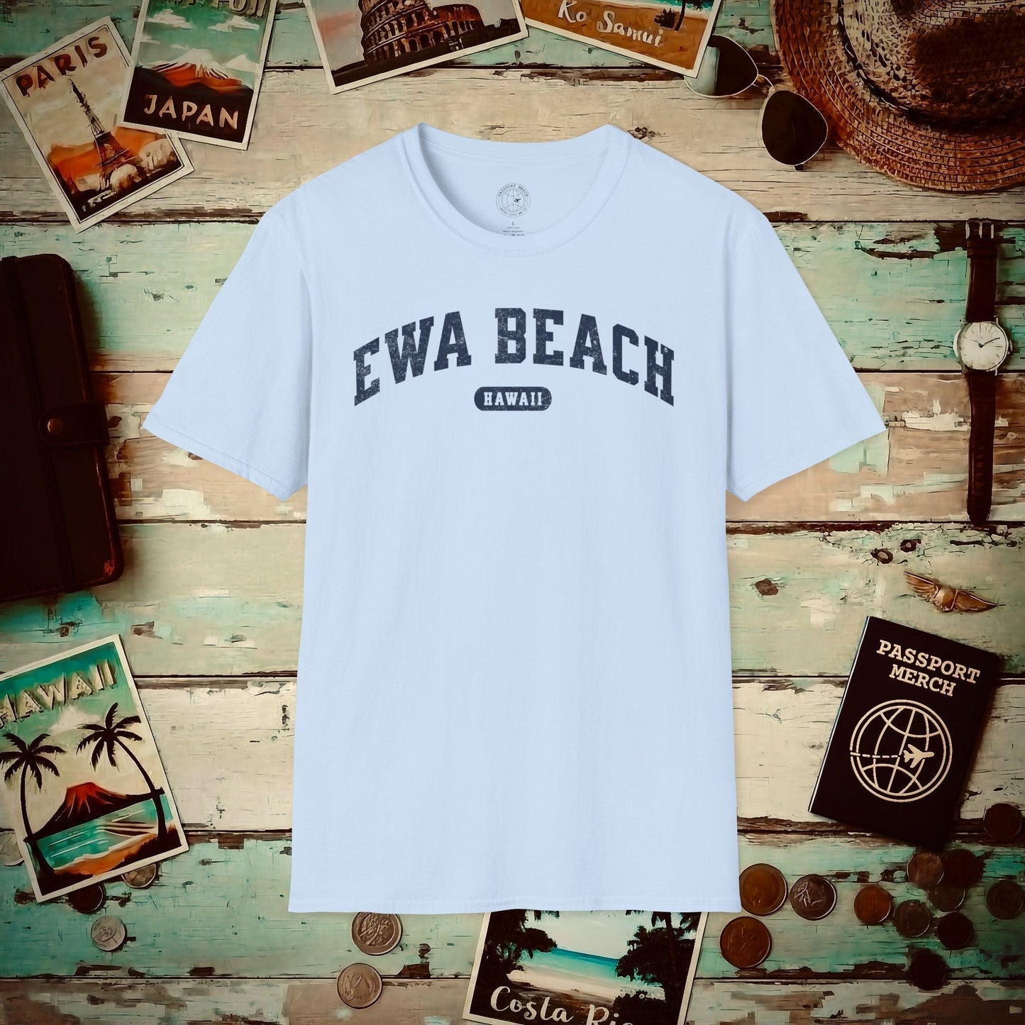 Classic Athletic, Ewa Beach, Hawaii (Fan Service) T-Shirt Light Blue / S