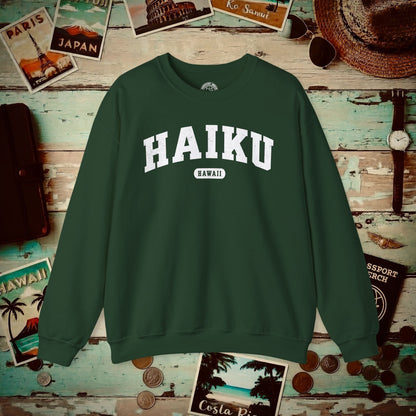 Classic Athletic, Haiku, Hawaii (Fan Service) Crewneck Forest Green / S