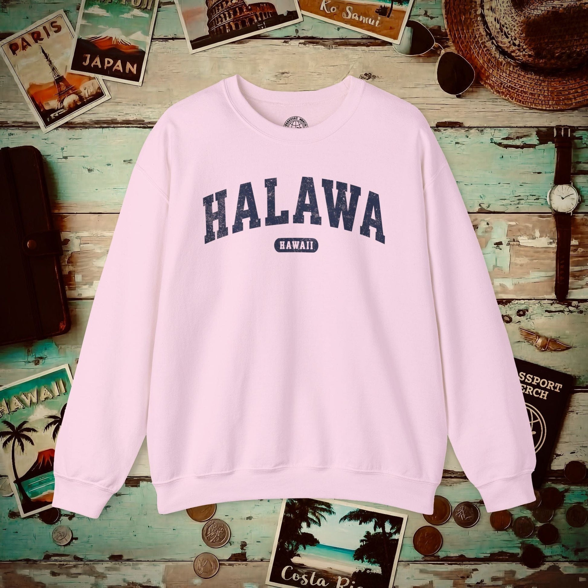 Classic Athletic, Halawa, Hawaii (Fan Service) Crewneck Light Pink / S
