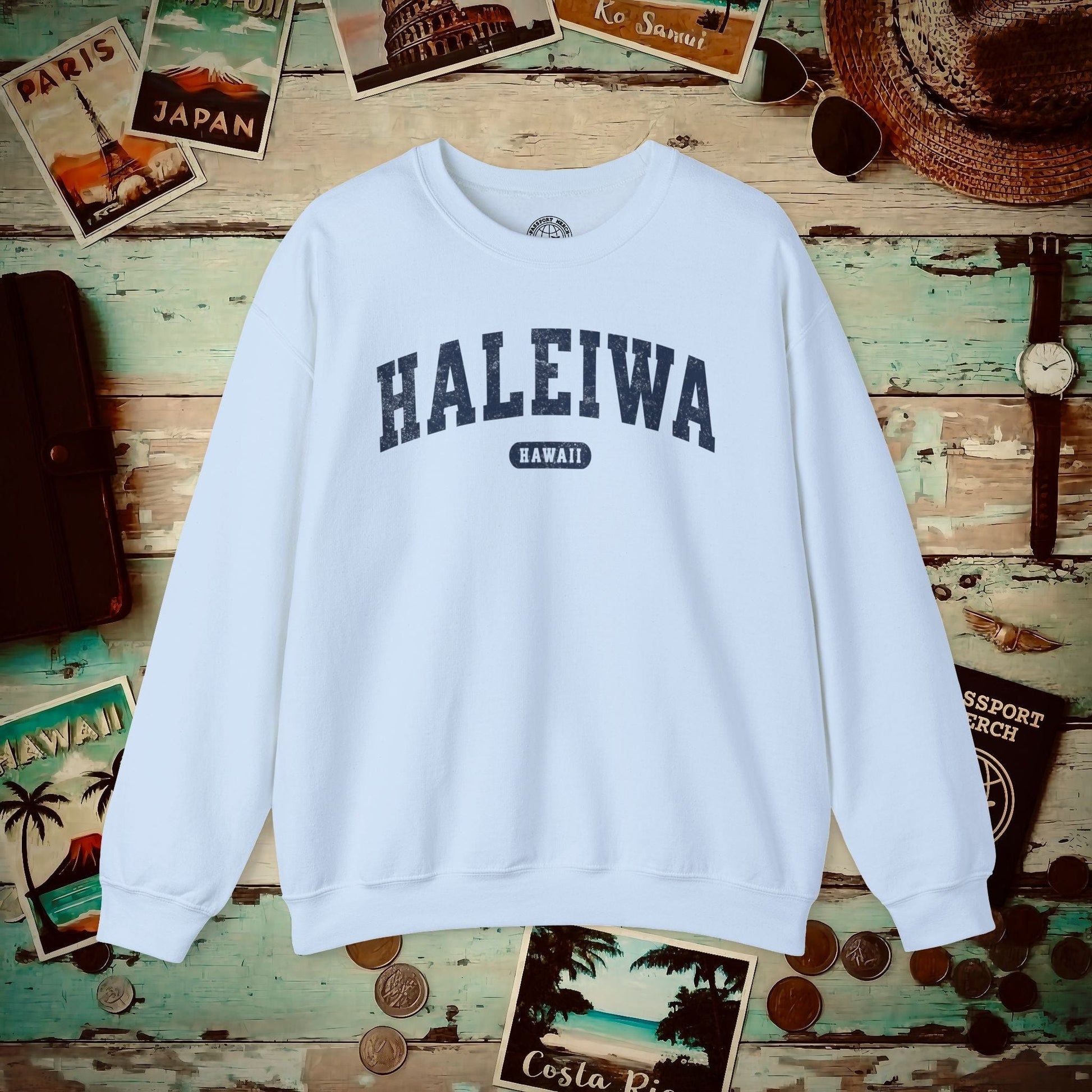 Classic Athletic, Haleiwa, Hawaii (Fan Service) Crewneck Light Blue / S
