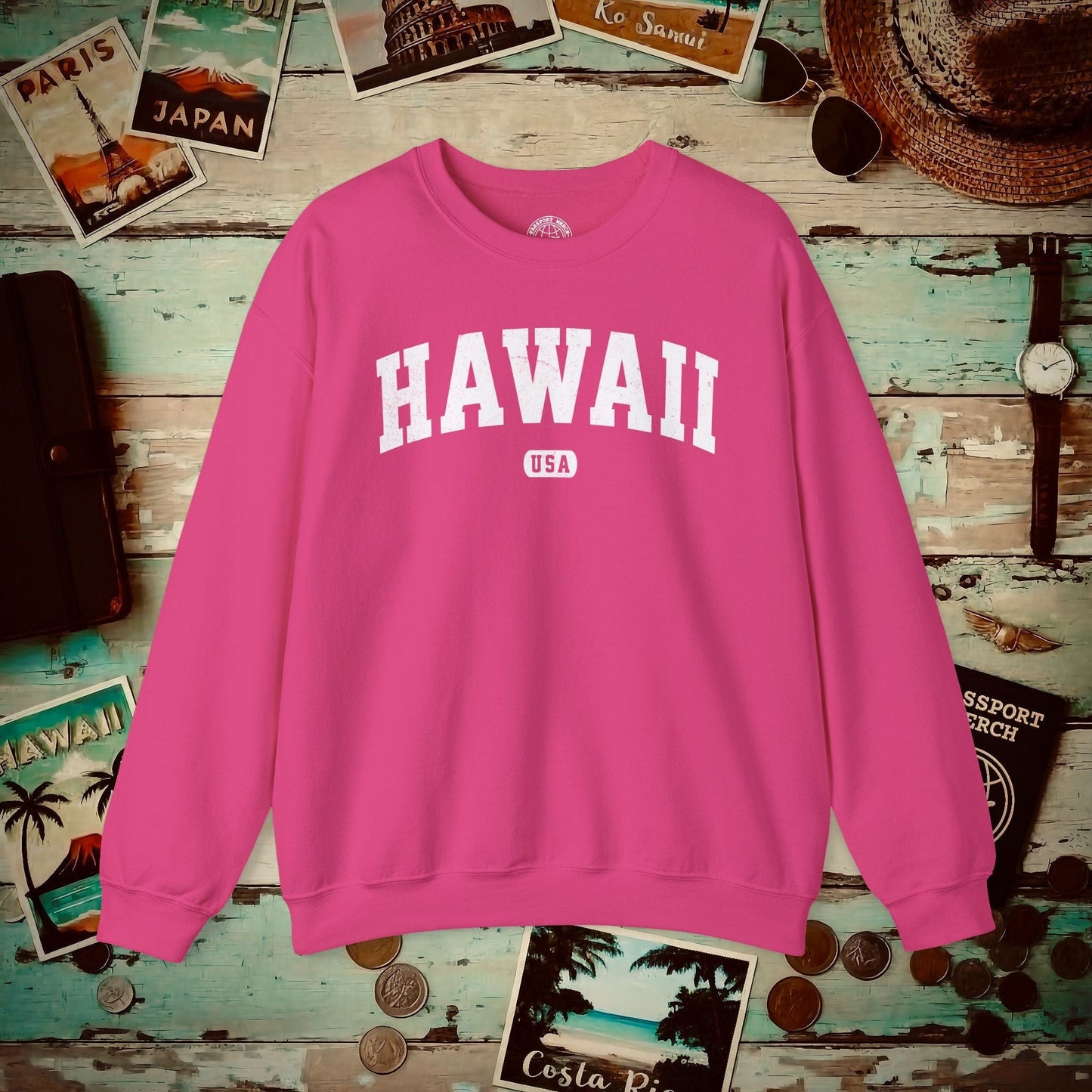 Classic Athletic, Hawaii (50 States Edition) Crewneck Heliconia / S