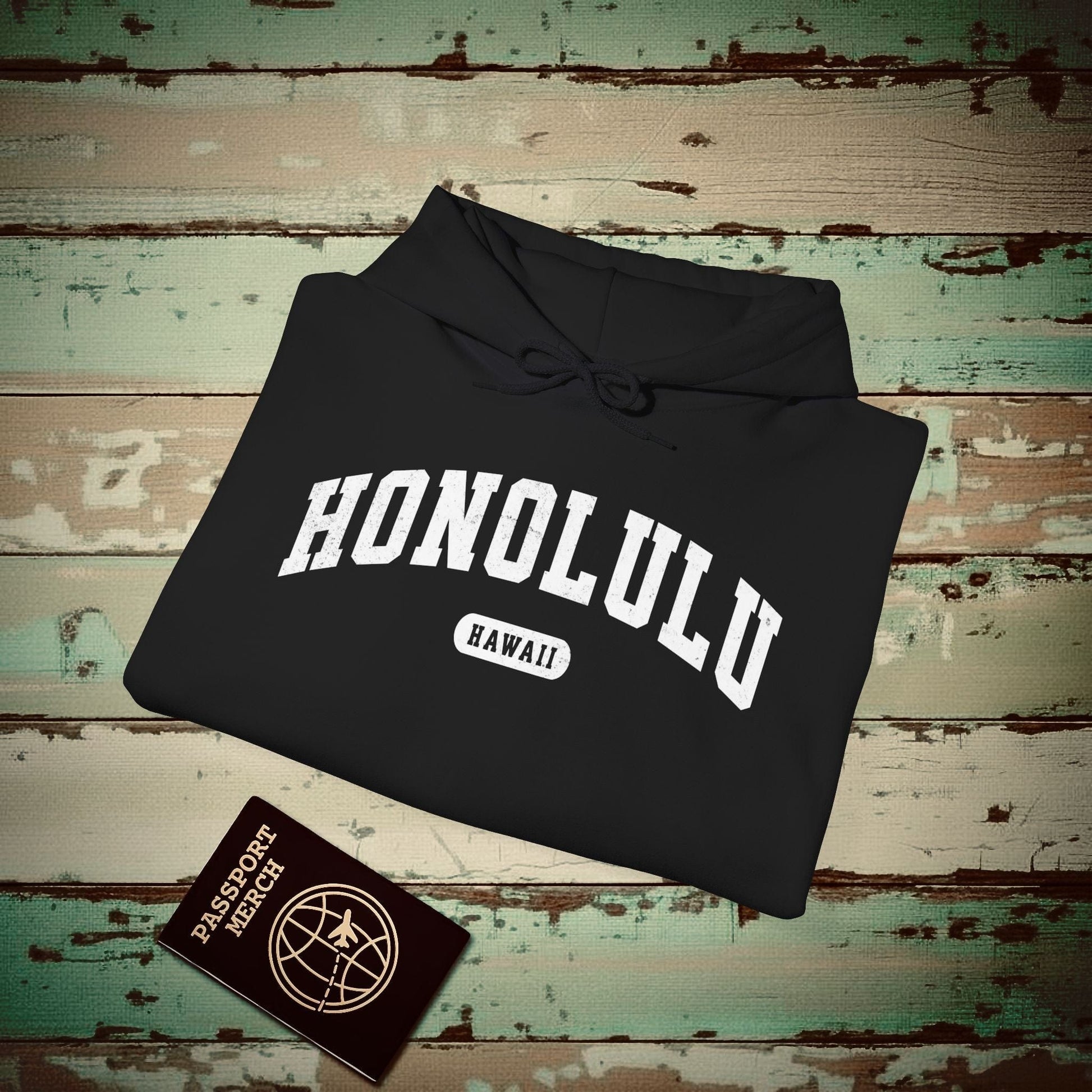 Classic Athletic, Honolulu, Hawaii (Fan Service) Hoodie Black / S