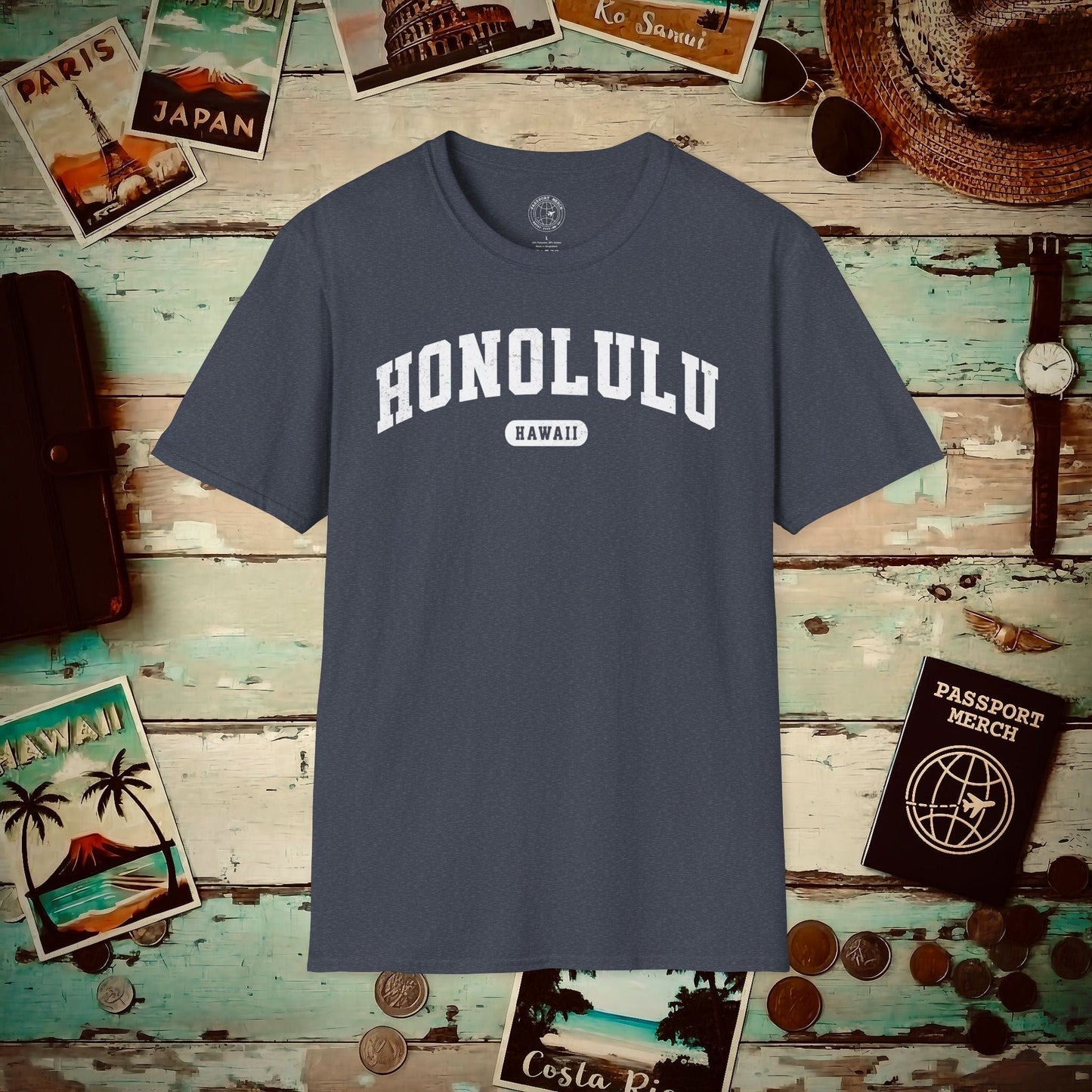 Classic Athletic, Honolulu, Hawaii (Fan Service) T-Shirt Heather Navy / S