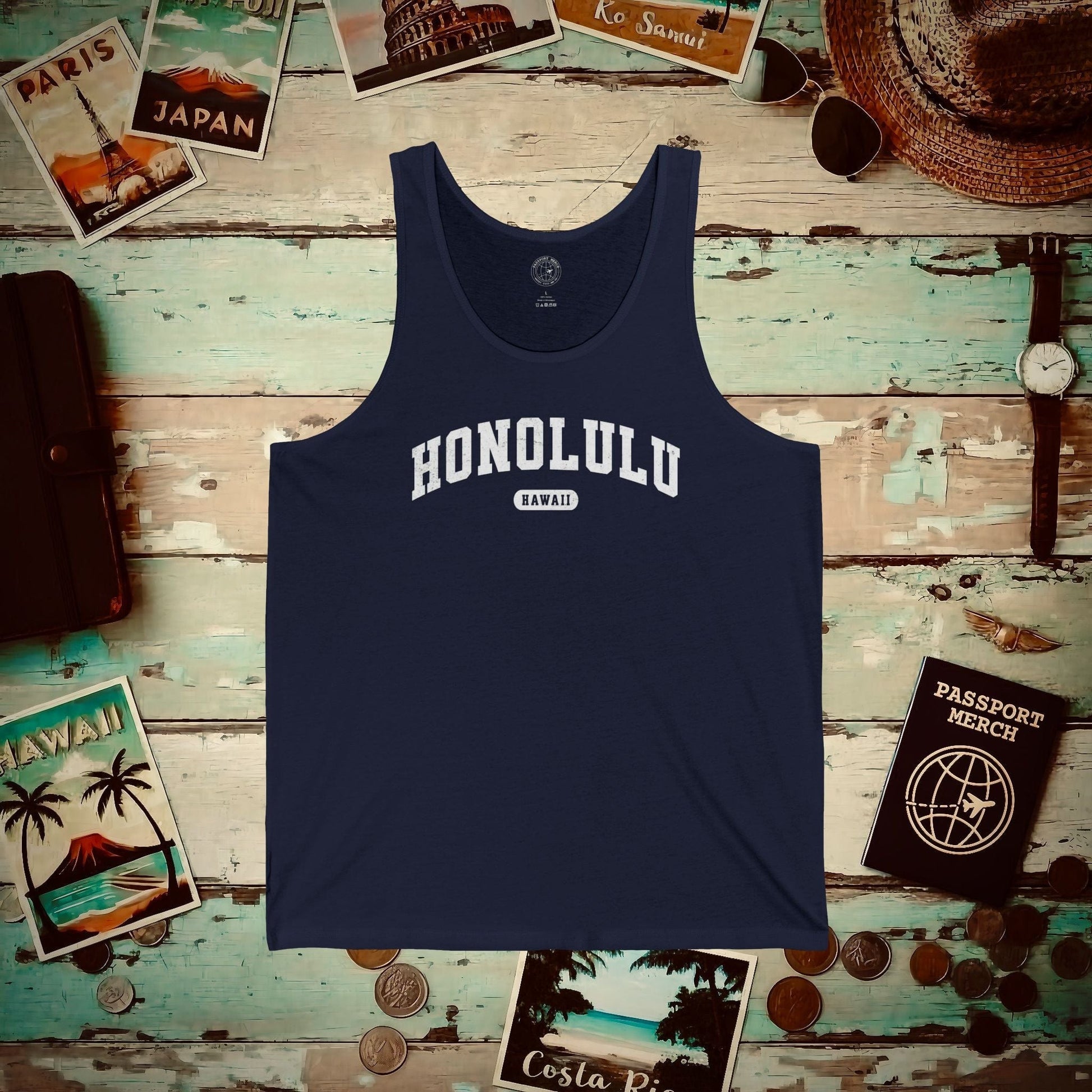 Classic Athletic, Honolulu, Hawaii (Fan Service) Tank Top Navy / XS