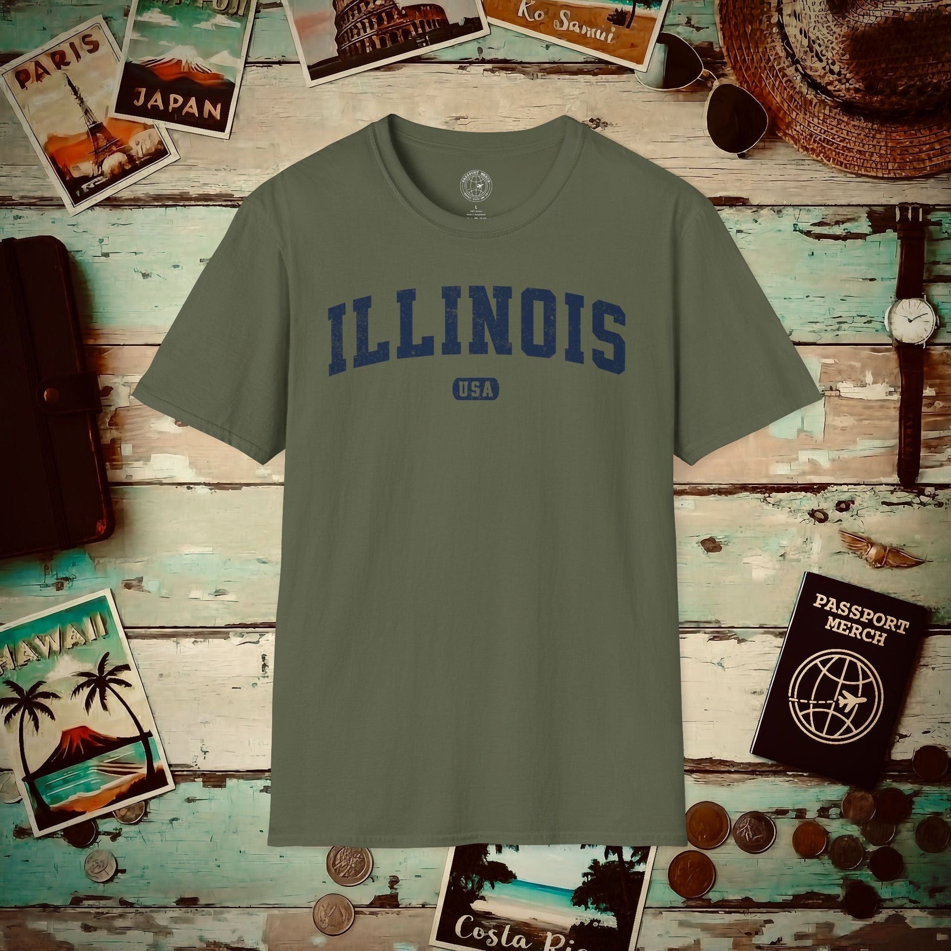 Classic Athletic, Illinois (50 States Edition) T-Shirt Military Green / S