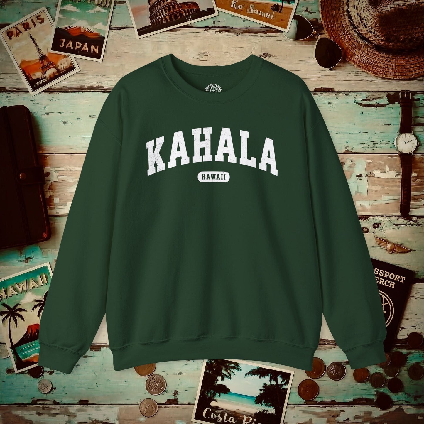 Classic Athletic, Kahala, Hawaii (Fan Service) Crewneck Forest Green / S