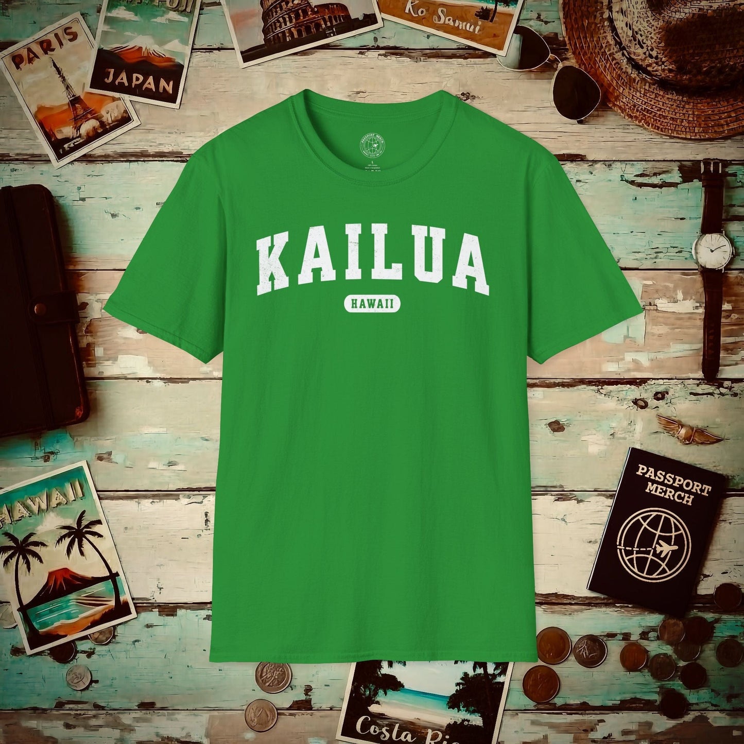 Classic Athletic, Kailua, Hawaii (Fan Service) T-Shirt Irish Green / S