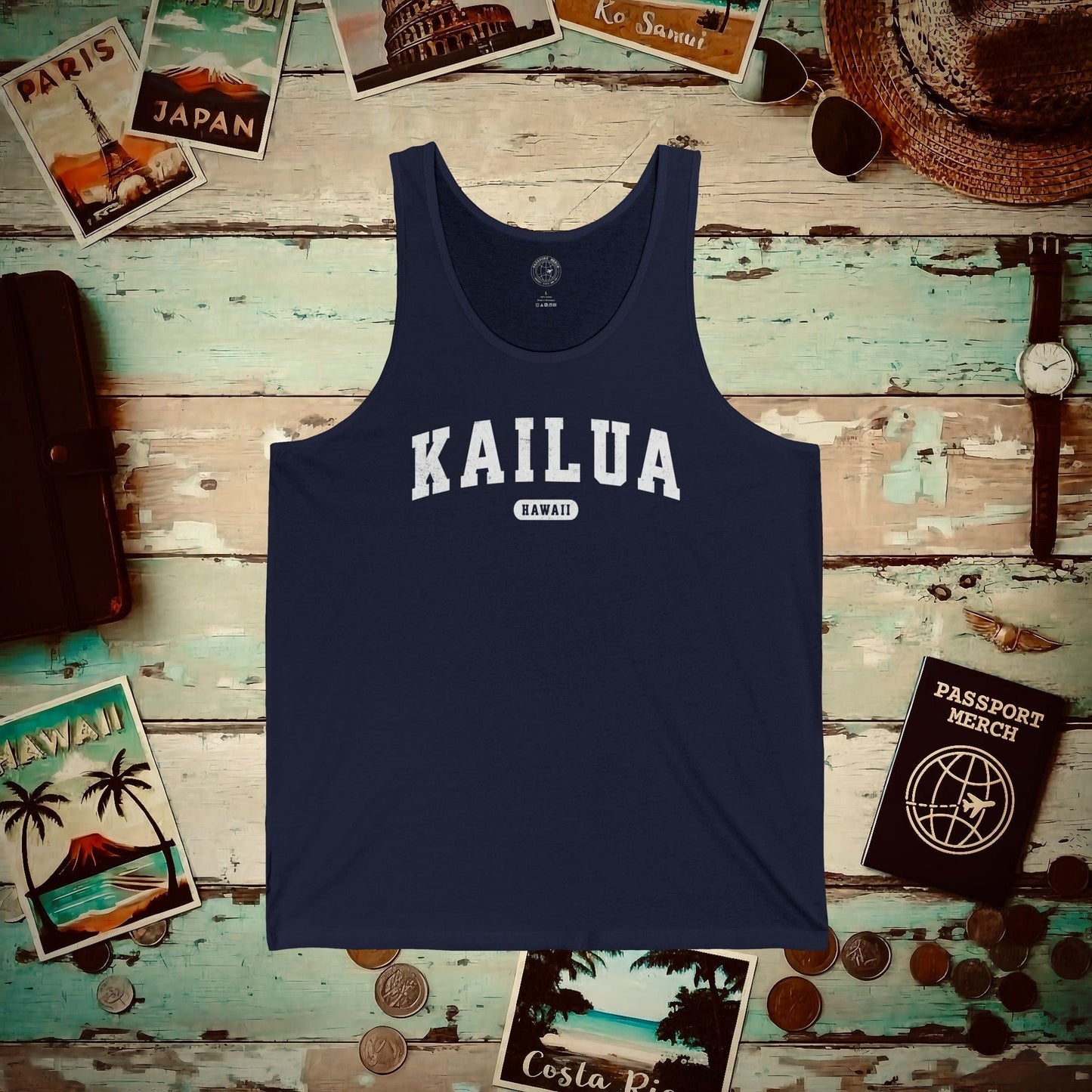Classic Athletic, Kailua, Hawaii (Fan Service) Tank Top Navy / XS