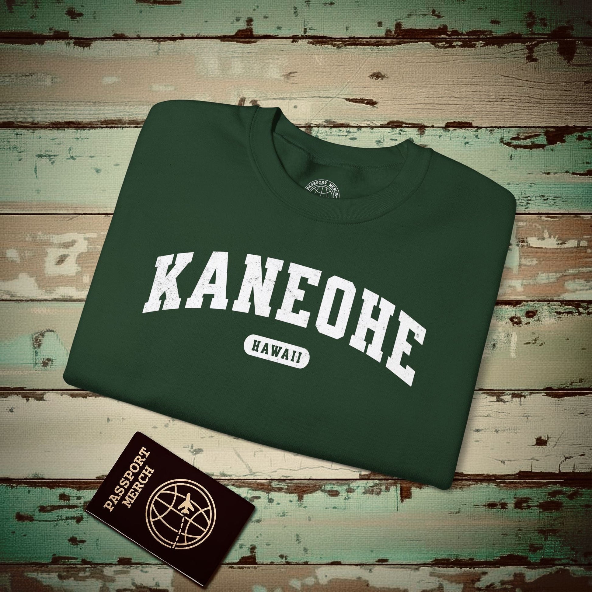 Classic Athletic, Kaneohe, Hawaii (Fan Service) Crewneck Forest Green / S