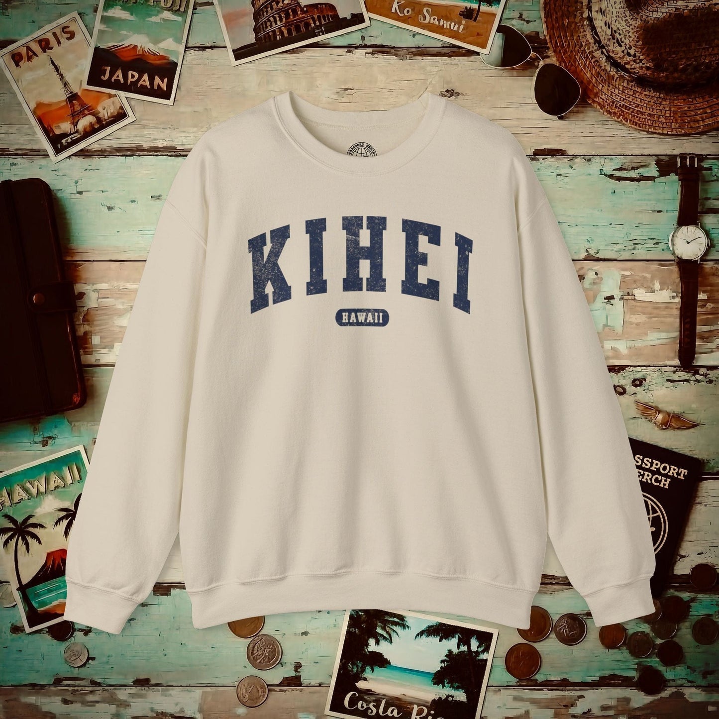 Classic Athletic, Kihei, Hawaii (Fan Service) Crewneck Sand / S