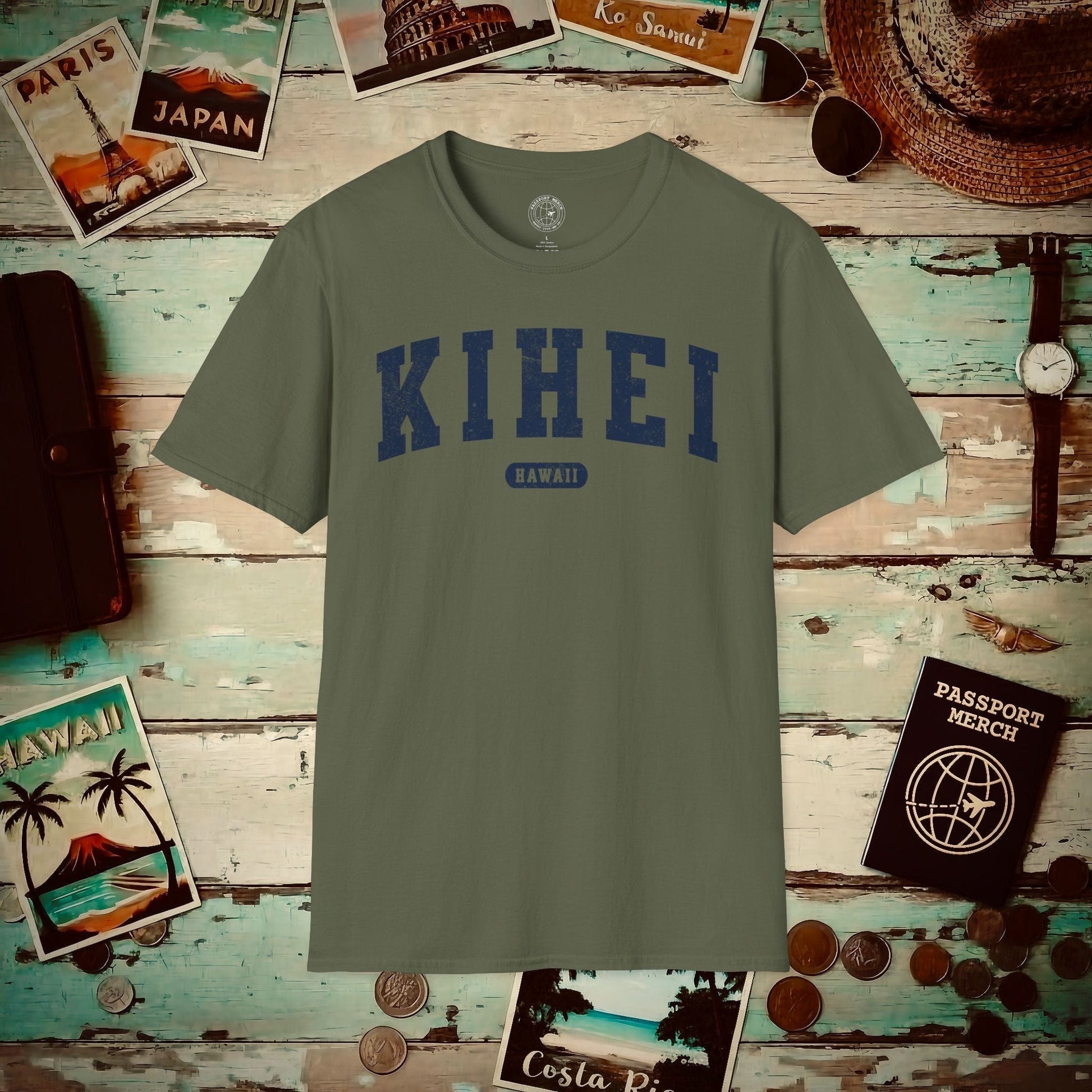 Classic Athletic, Kihei, Hawaii (Fan Service) T-Shirt Military Green / S