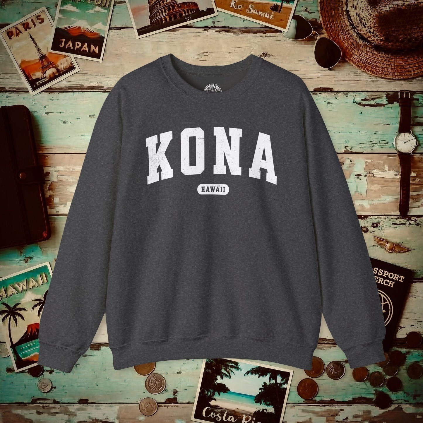 Classic Athletic, Kona, Hawaii (Fan Service) Crewneck Dark Heather / S