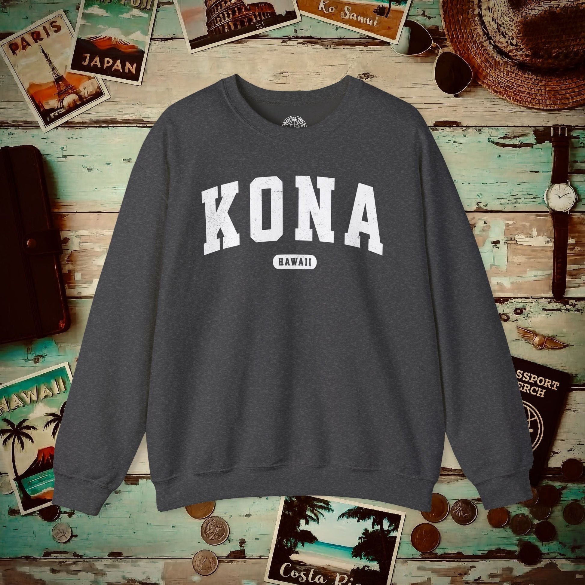 Classic Athletic, Kona, Hawaii (Fan Service) Crewneck Dark Heather / S