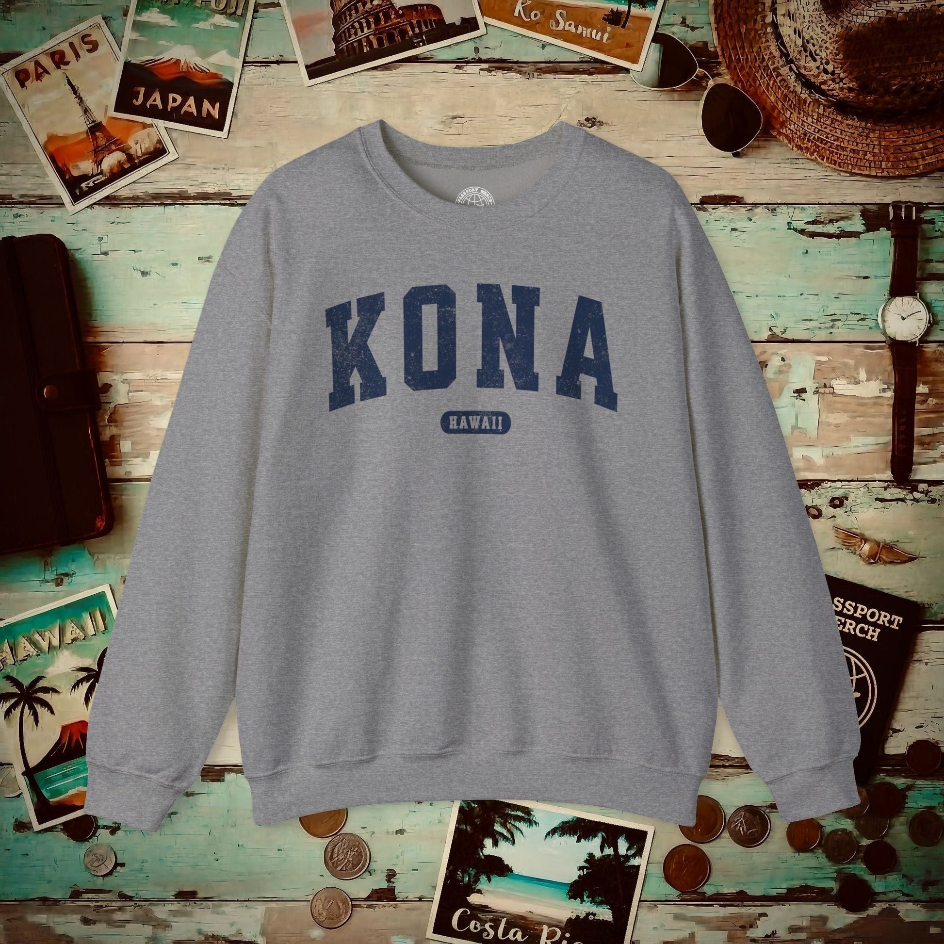 Classic Athletic, Kona, Hawaii (Fan Service) Crewneck Graphite Heather / S