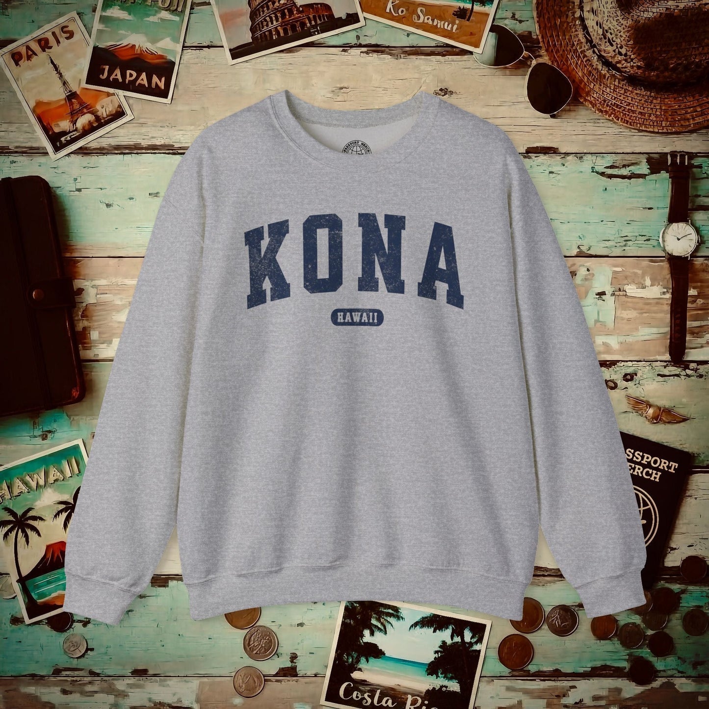 Classic Athletic, Kona, Hawaii (Fan Service) Crewneck Sport Grey / S