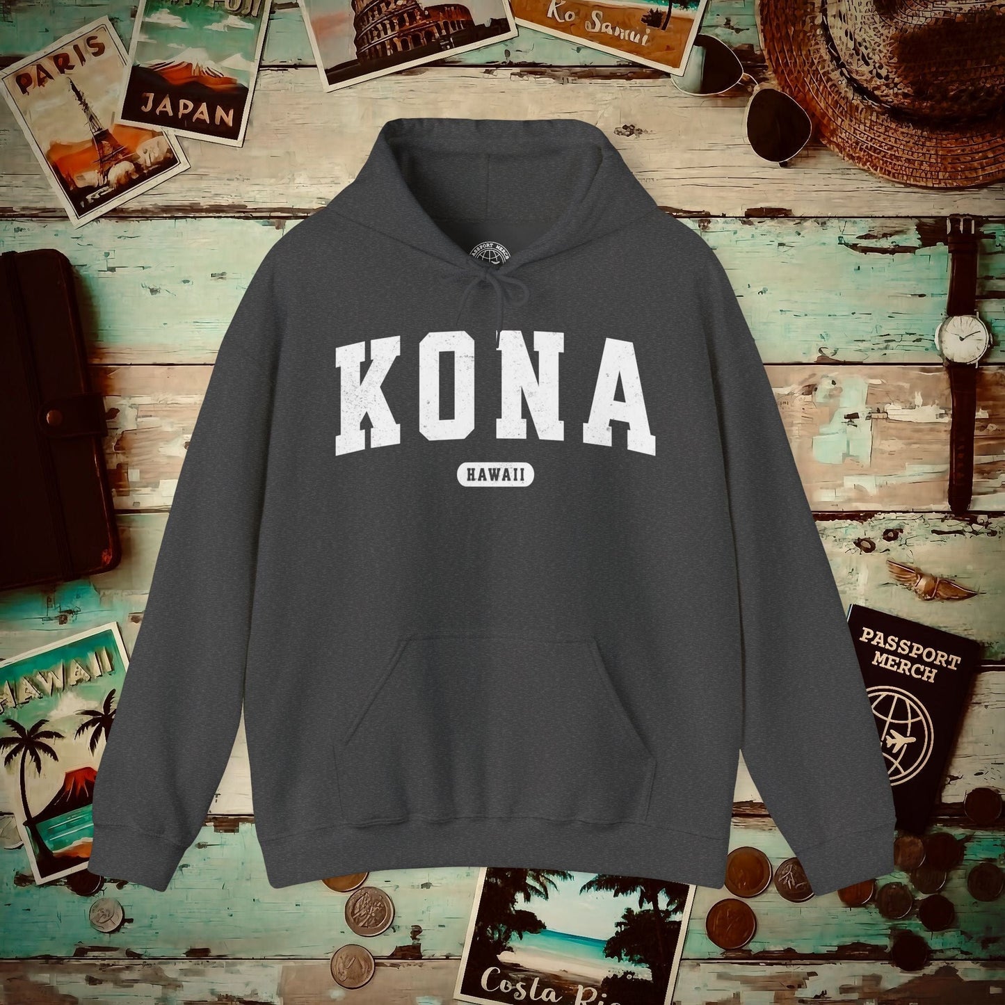 Classic Athletic, Kona, Hawaii (Fan Service) Hoodie Dark Heather / S