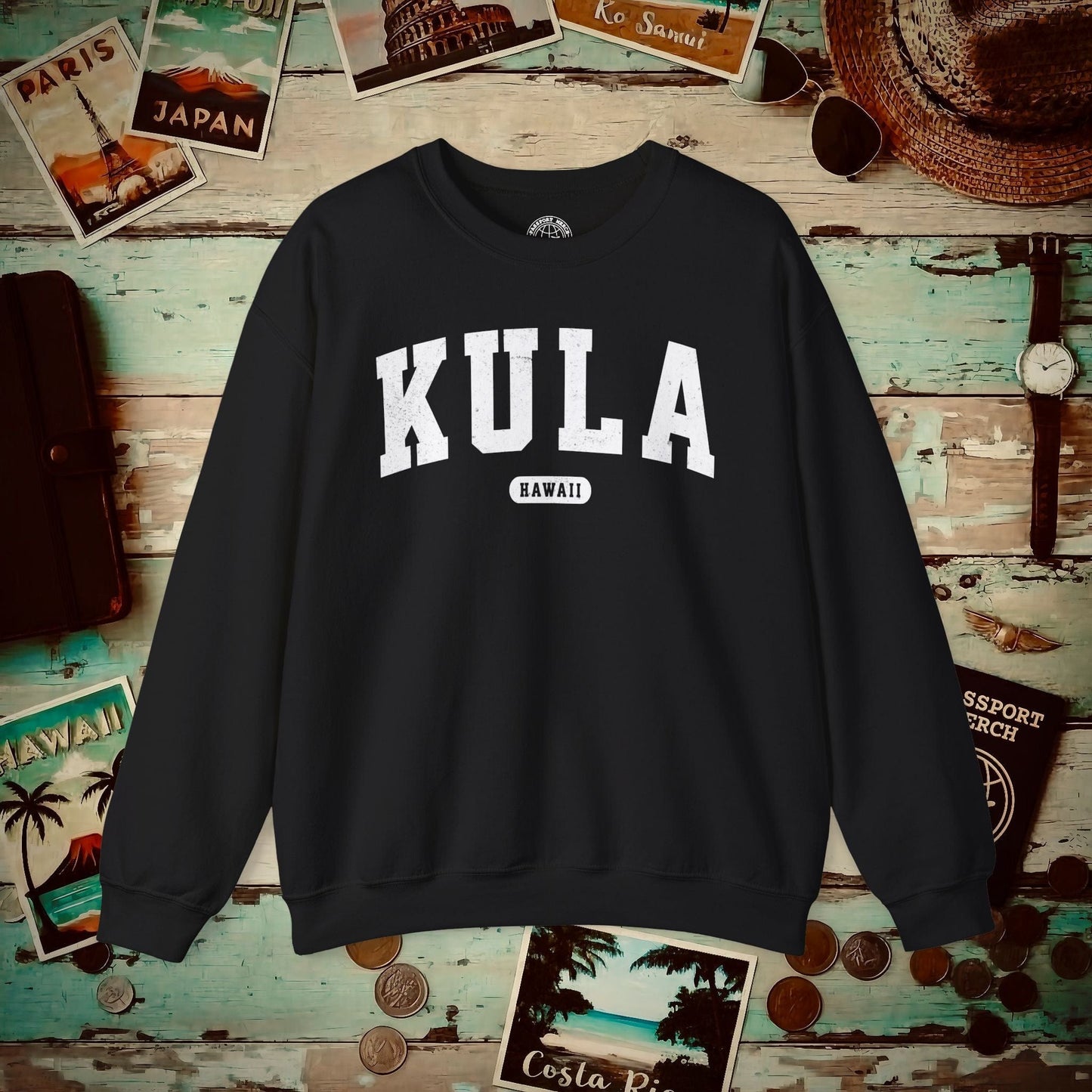 Classic Athletic, Kula, Hawaii (Fan Service) Crewneck Black / S