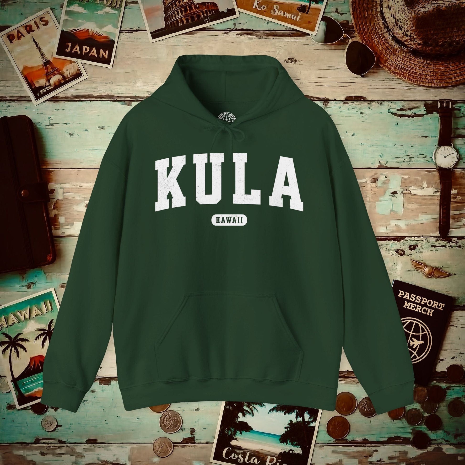 Classic Athletic, Kula, Hawaii (Fan Service) Hoodie Forest Green / S