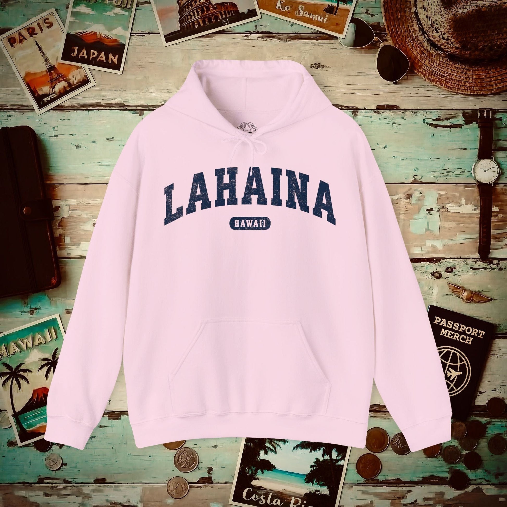 Classic Athletic, Lahaina, Hawaii (Fan Service) Hoodie Light Pink / S
