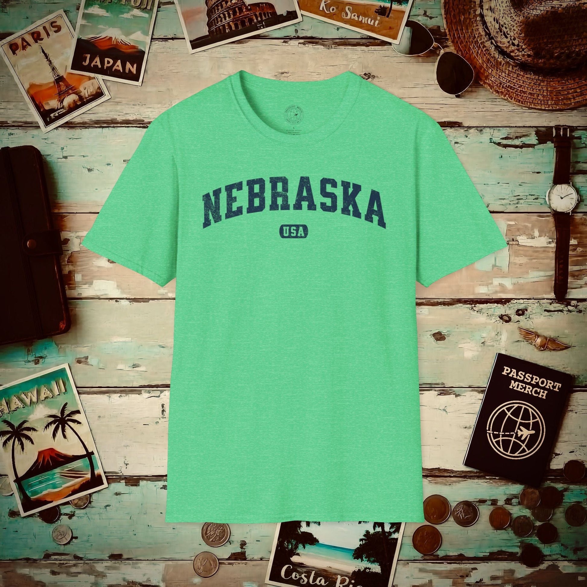 Classic Athletic, Nebraska (50 States Edition) T-Shirt Heather Irish Green / S