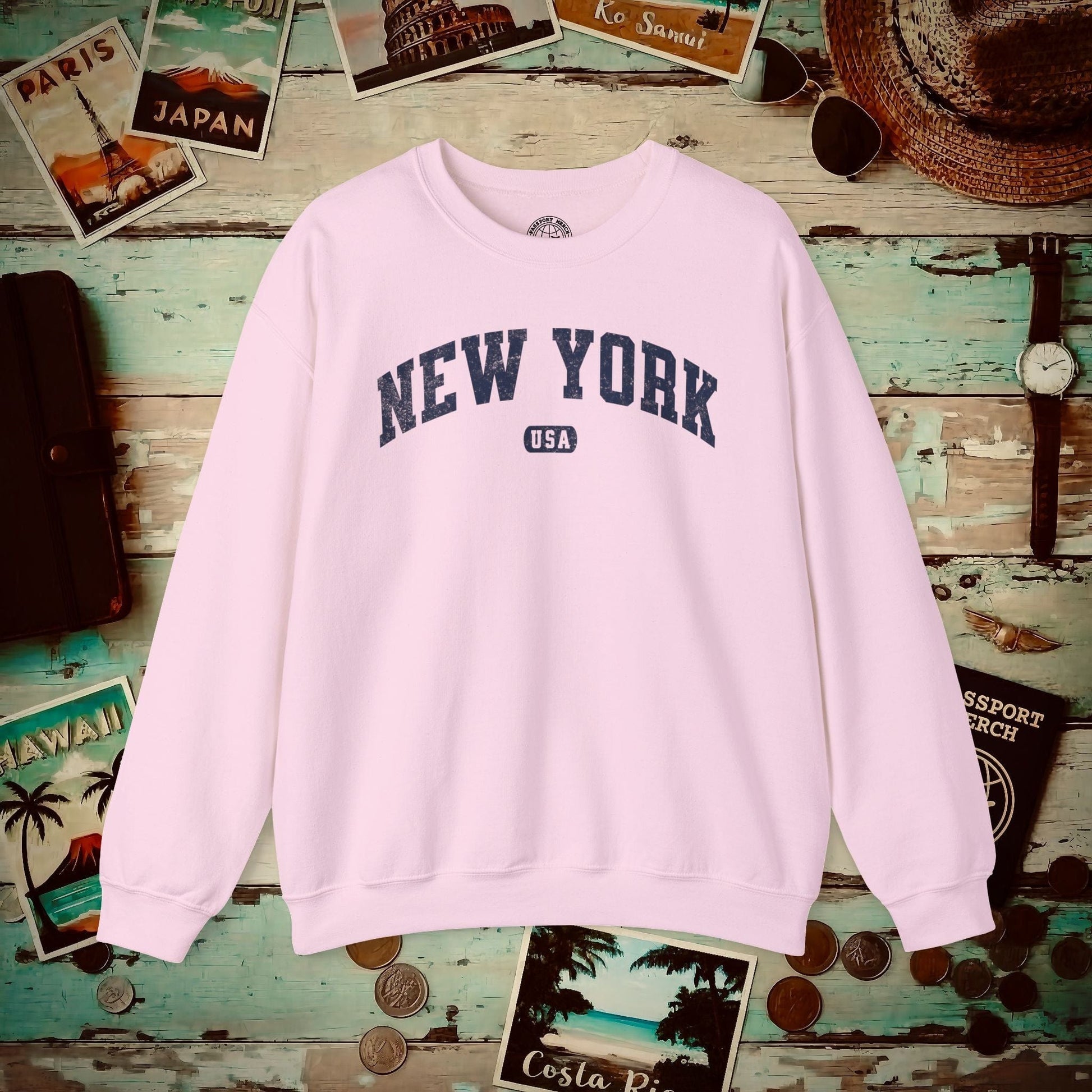 Classic Athletic, New York (50 States Edition) Crewneck Light Pink / S