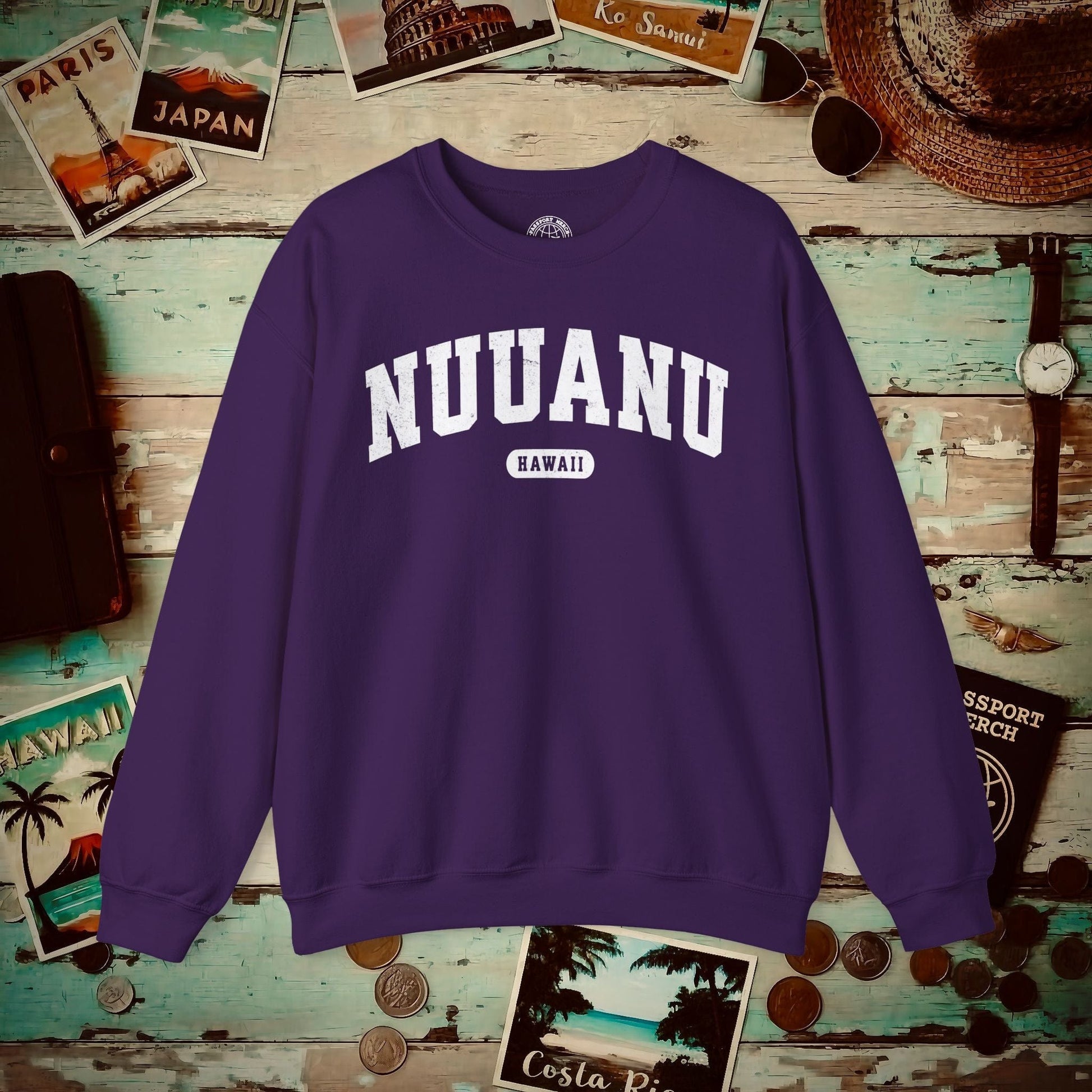 Classic Athletic, Nuuanu, Hawaii (Fan Service) Crewneck Purple / S