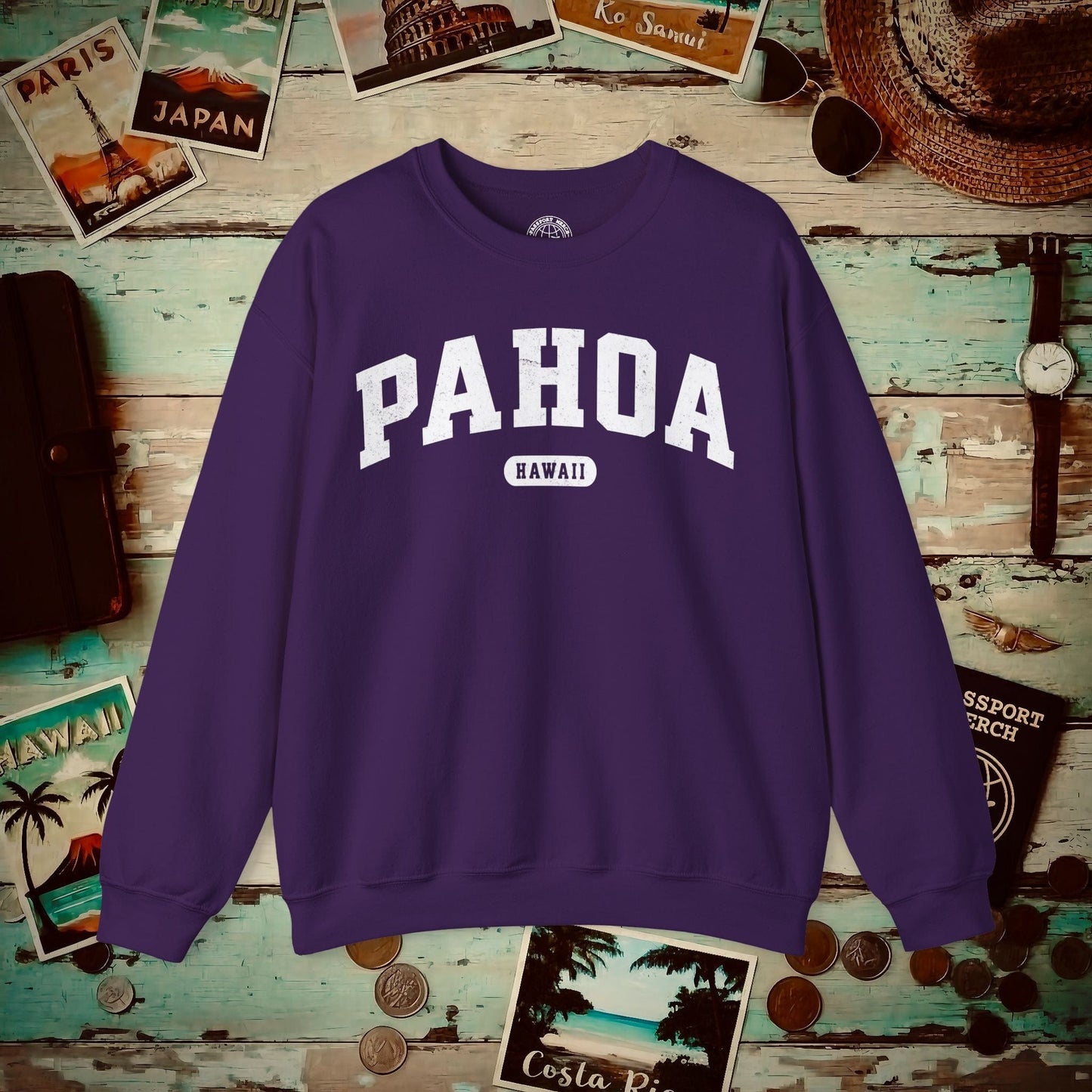 Classic Athletic, Pahoa, Hawaii (Fan Service) Crewneck Purple / S
