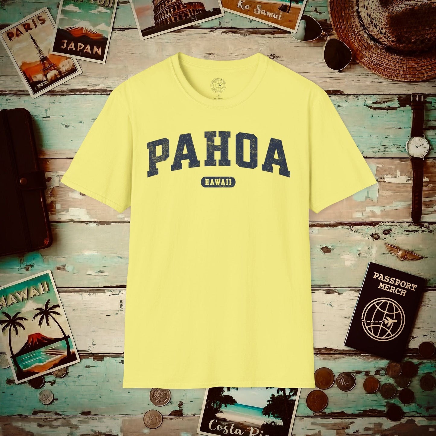 Classic Athletic, Pahoa, Hawaii (Fan Service) T-Shirt Cornsilk / S