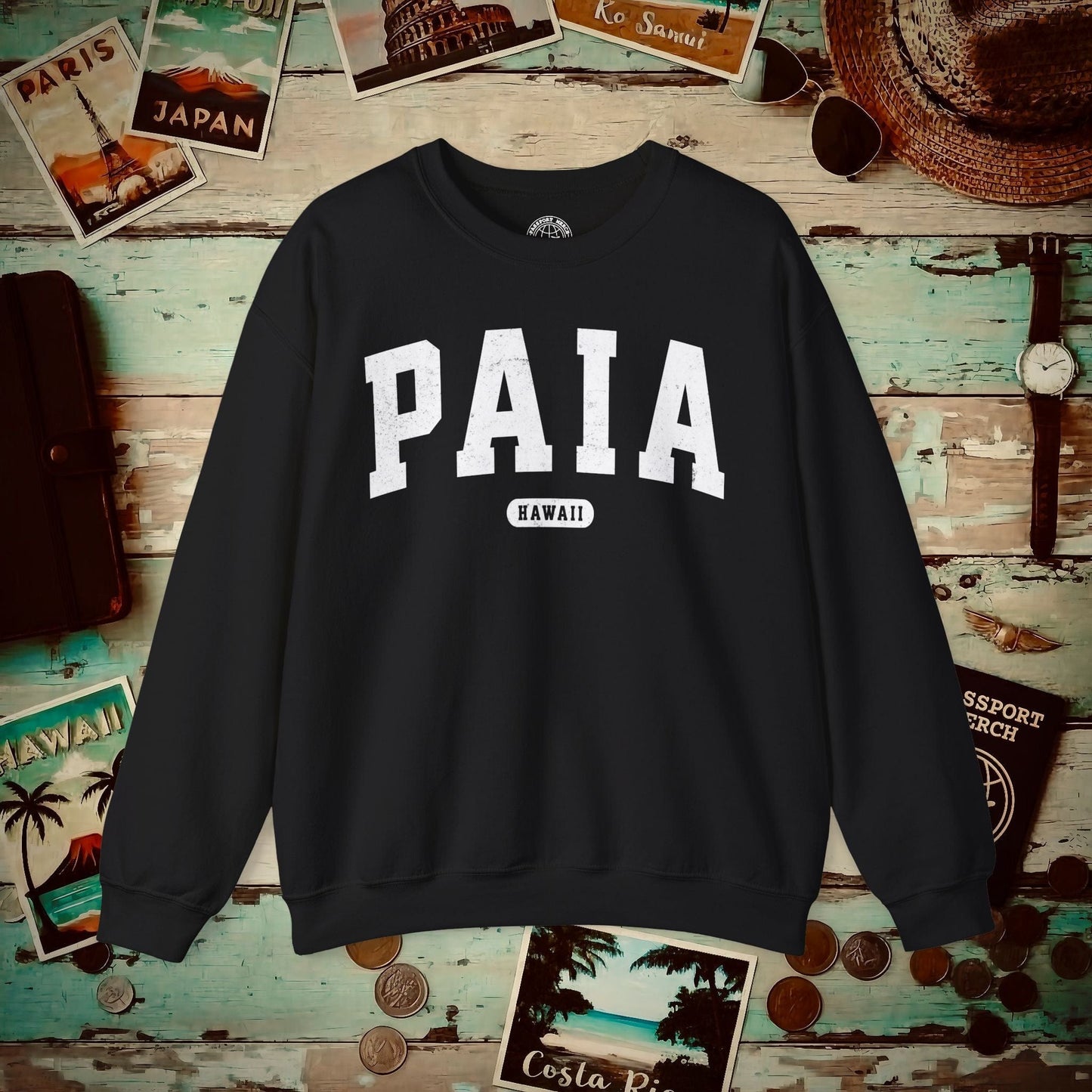 Classic Athletic, Paia, Hawaii (Fan Service) Crewneck Black / S