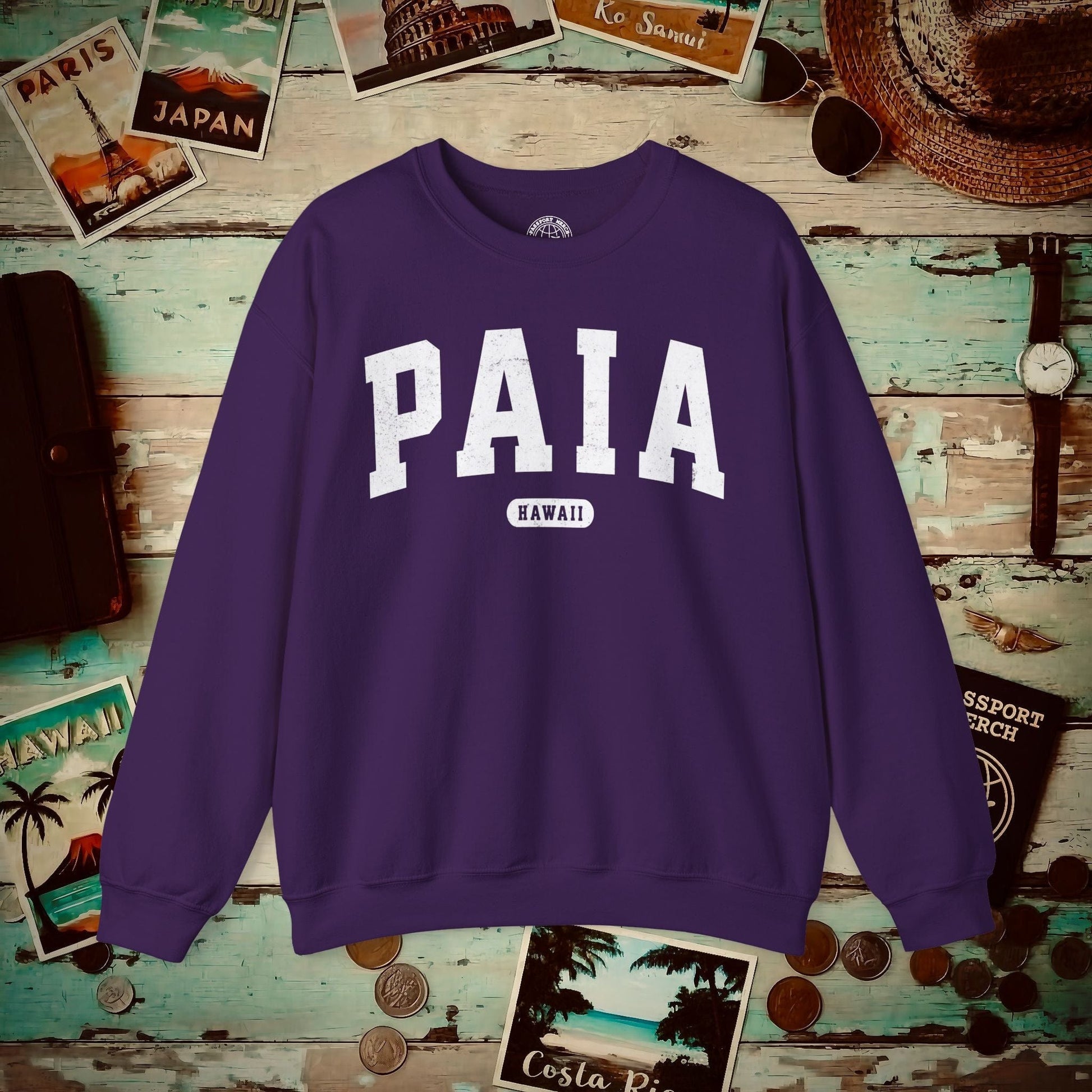 Classic Athletic, Paia, Hawaii (Fan Service) Crewneck Purple / S