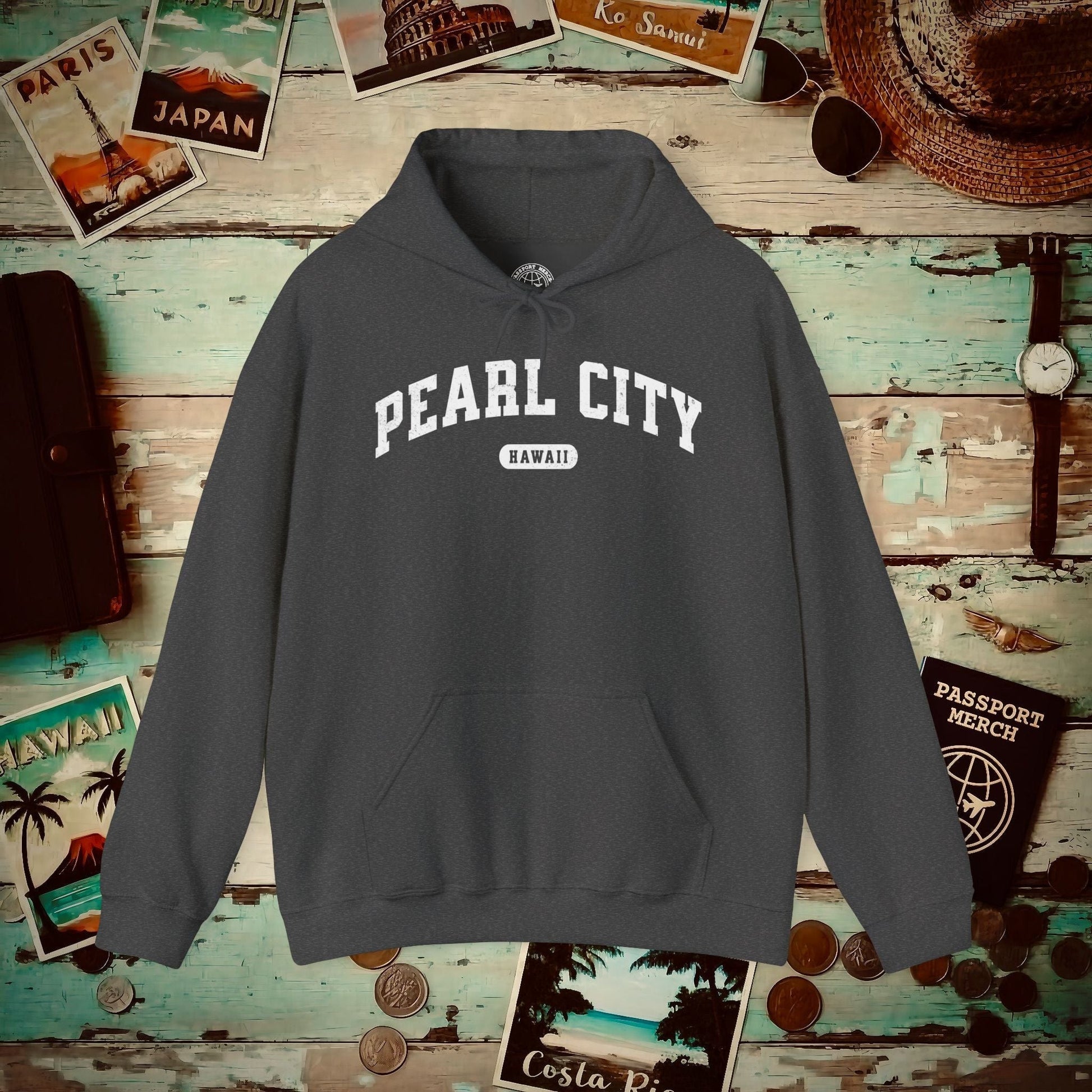 Classic Athletic, Pearl City, Hawaii (Fan Service) Hoodie Dark Heather / S