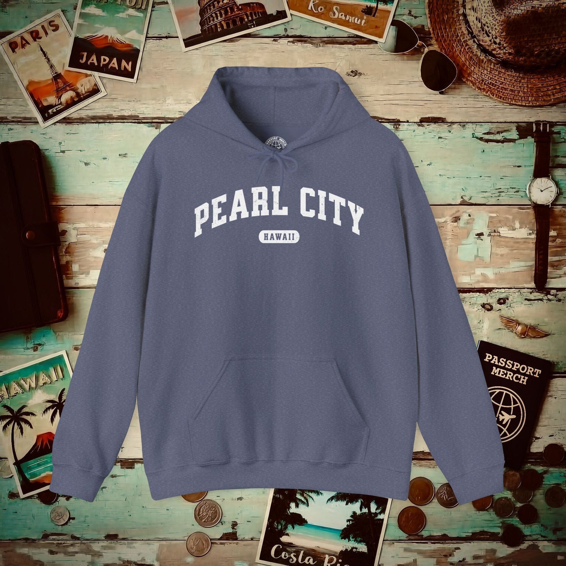 Classic Athletic, Pearl City, Hawaii (Fan Service) Hoodie Heather Navy / S