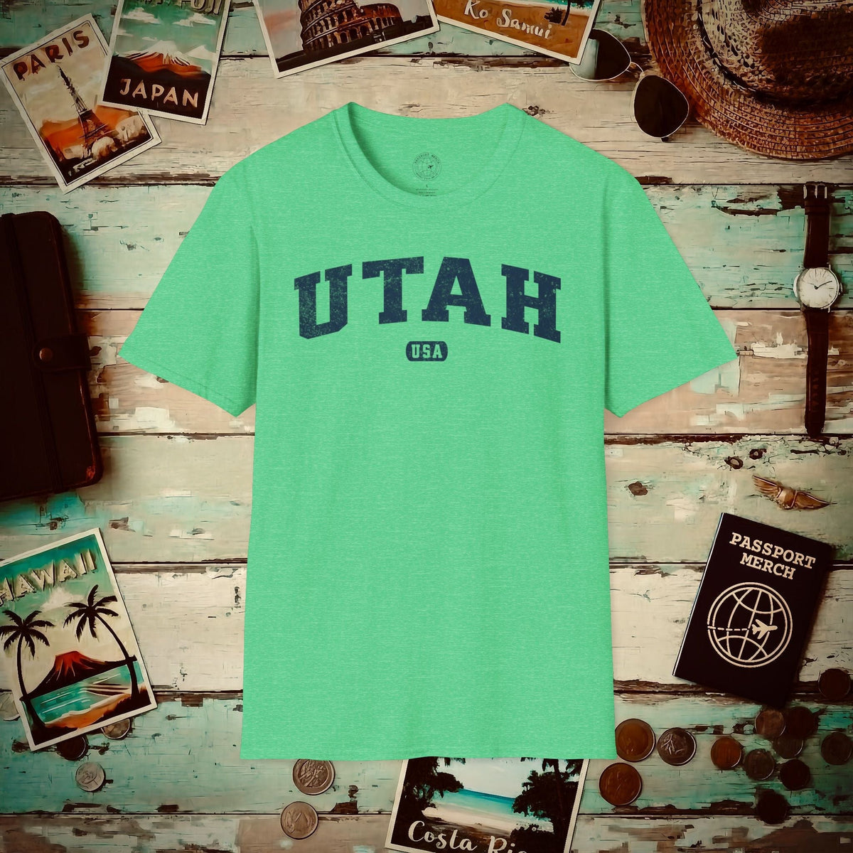 Classic Athletic, Utah (50 States Edition) T-Shirt Heather Irish Green / S