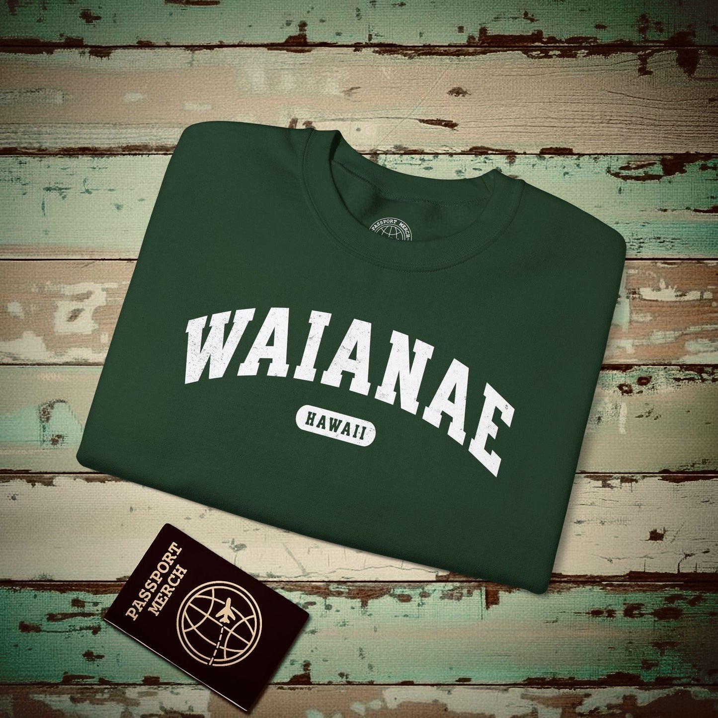 Classic Athletic, Waianae, Hawaii (Fan Service) Crewneck Forest Green / S