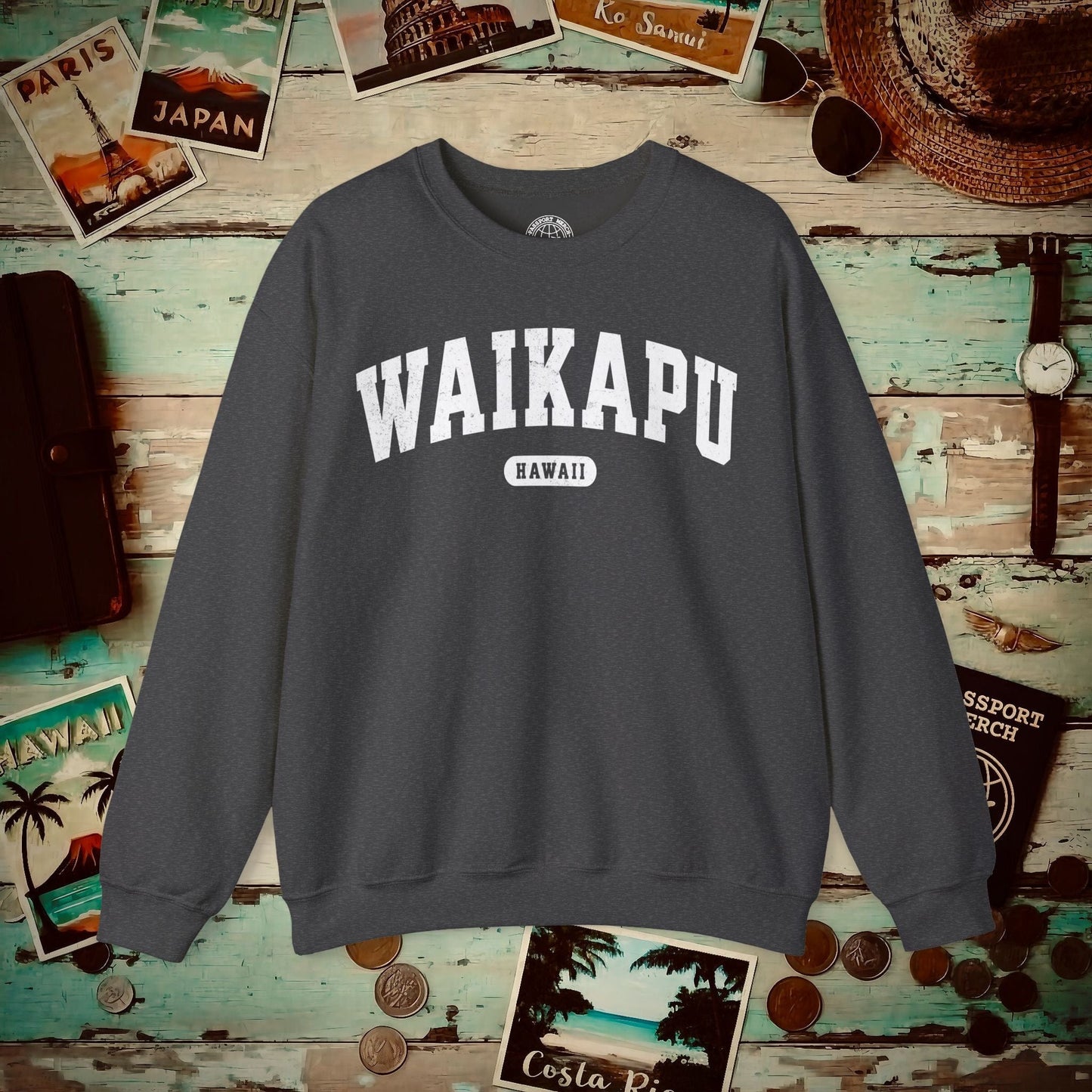 Classic Athletic, Waikapu, Hawaii (Fan Service) Crewneck Dark Heather / S