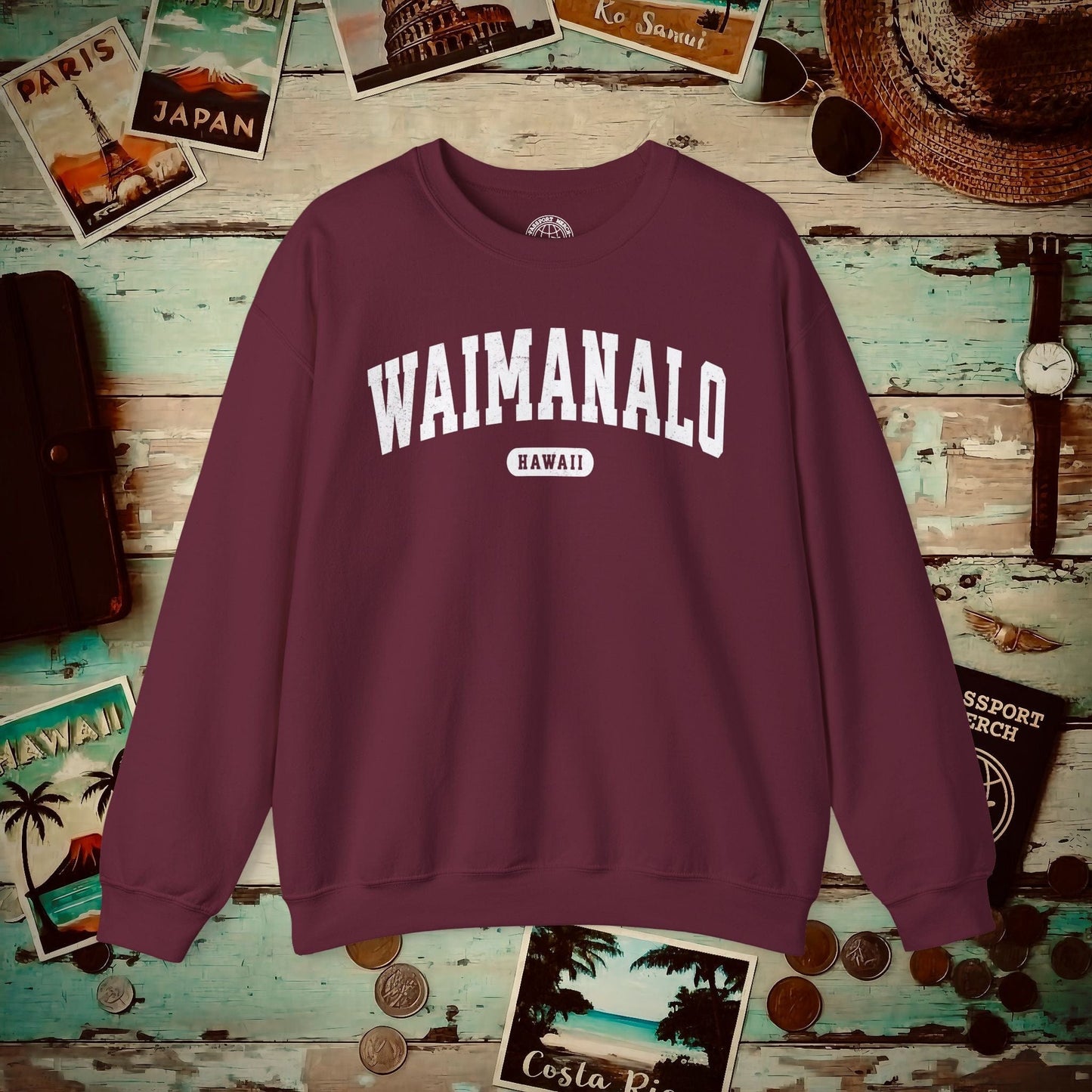 Classic Athletic, Waimanalo, Hawaii (Fan Service) Crewneck Maroon / S