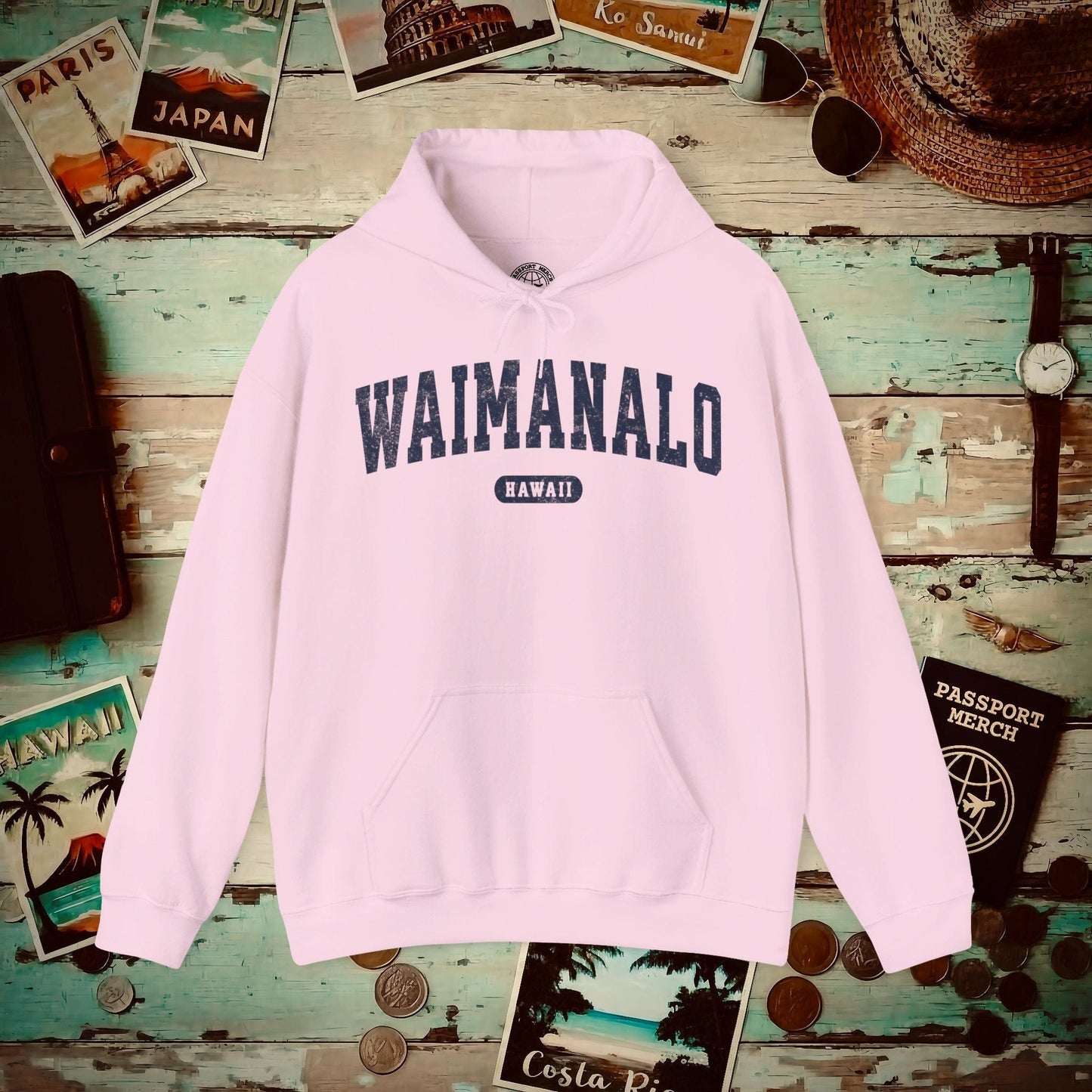 Classic Athletic, Waimanalo, Hawaii (Fan Service) Hoodie Light Pink / S