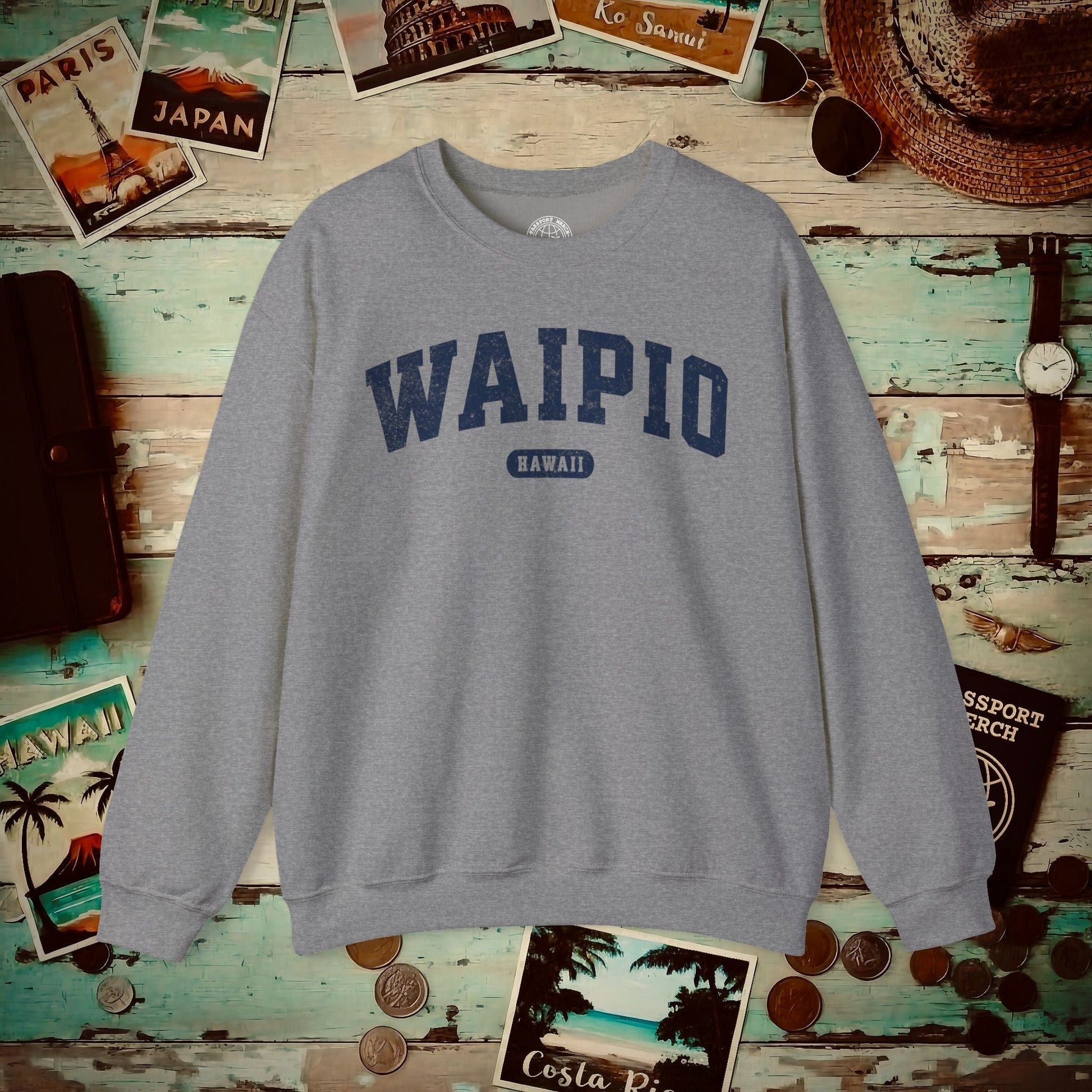 Classic Athletic, Waipio, Hawaii (Fan Service) Crewneck Graphite Heather / S