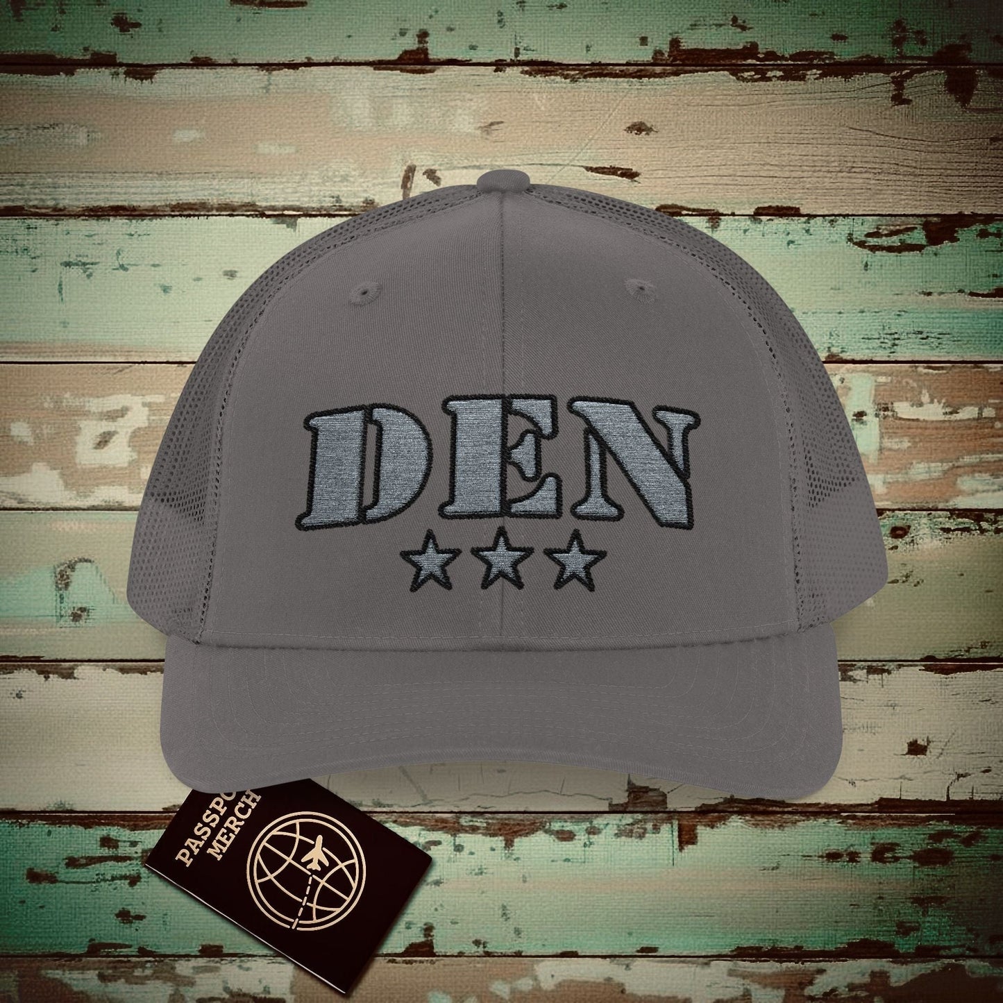 Classic Military, Denver Colorado Airport Code (DEN) Embroidered Trucker Hat Charcoal / One size