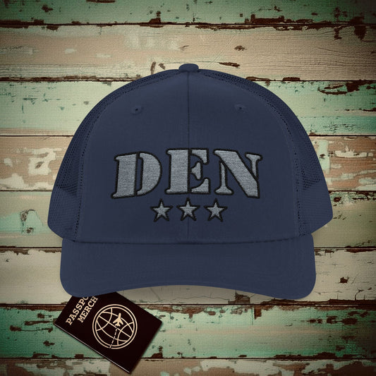 Classic Military, Denver Colorado Airport Code (DEN) Embroidered Trucker Hat Navy / One size