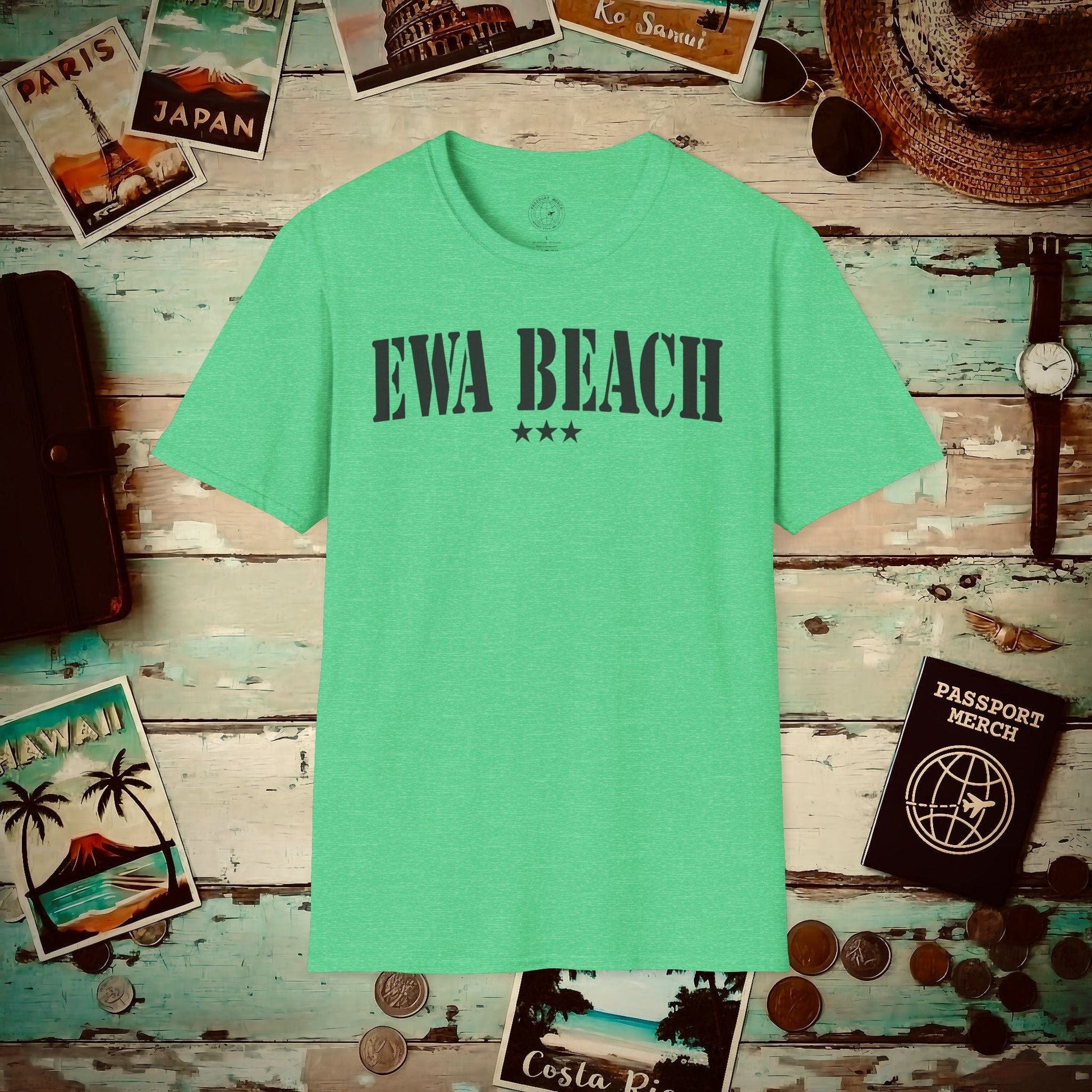Classic Military, Ewa Beach, Hawaii T-Shirt Heather Irish Green / S