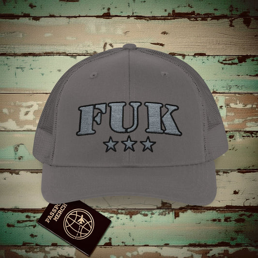 Classic Military, Fukuoka Japan Airport Code (FUK) Embroidered Trucker Hat Charcoal / One size