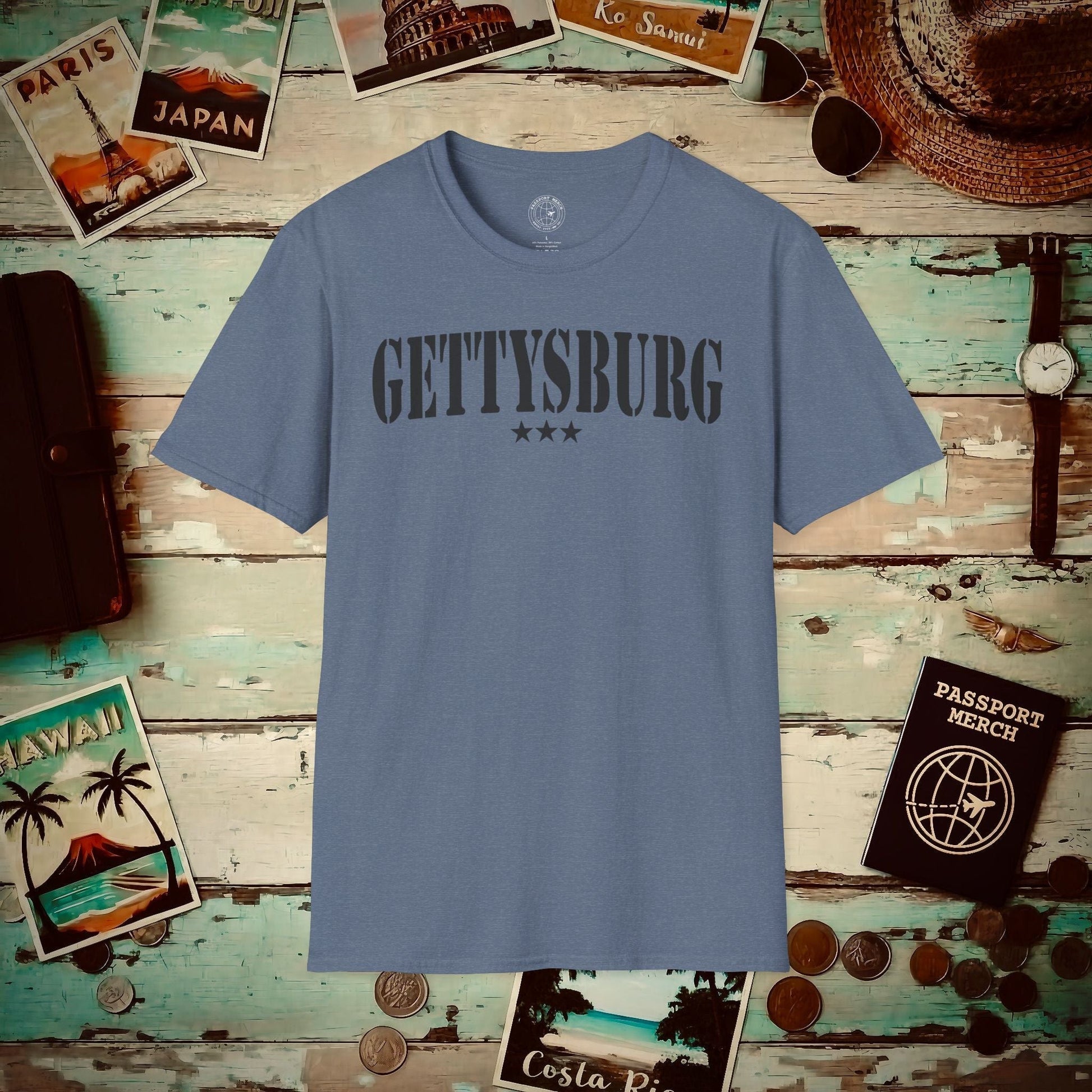 Classic Military, Gettysburg, Pennsylvania T-Shirt Heather Indigo / S