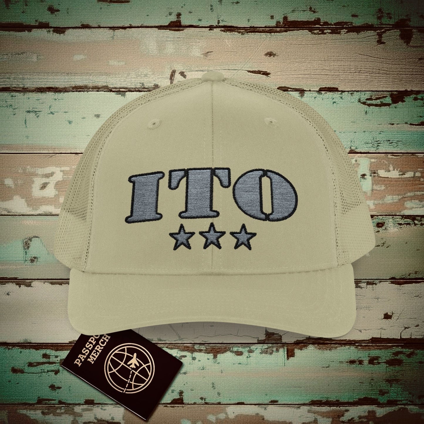 Classic Military, Hilo Hawaii Airport Code (ITO) Embroidered Trucker Hat Khaki / One size