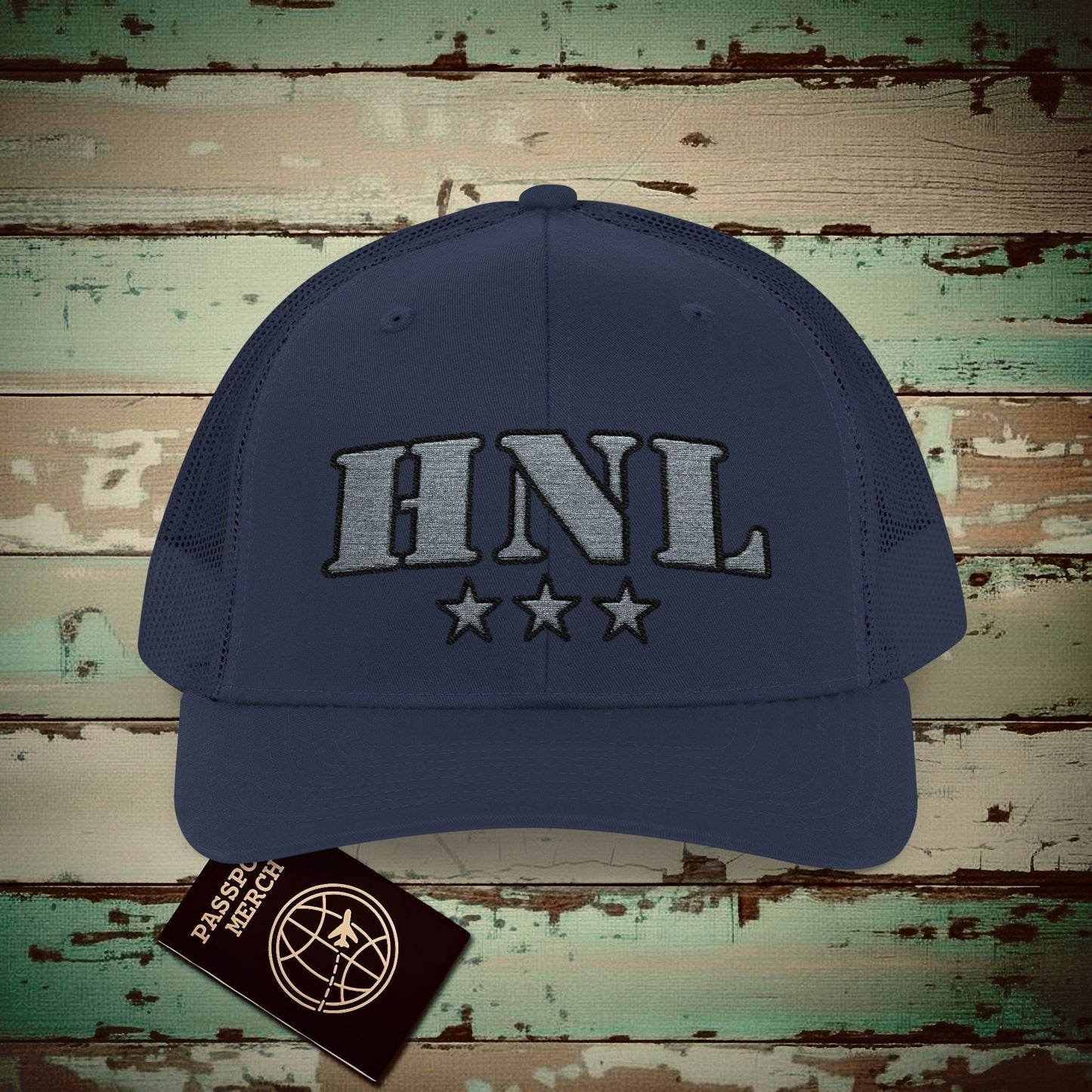 Classic Military, Honolulu Hawaii Airport Code (HNL) Embroidered Trucker Hat Navy / One size