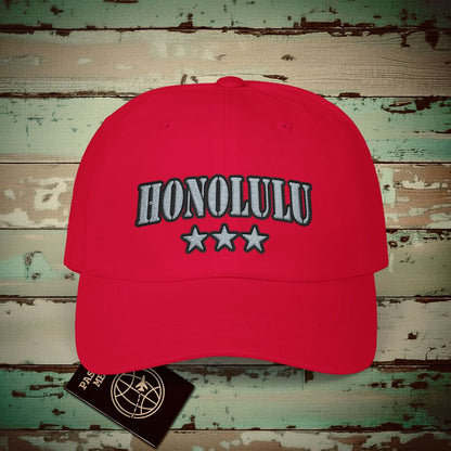 Classic Military, Honolulu, Hawaii Embroidered Hat Cranberry / One size