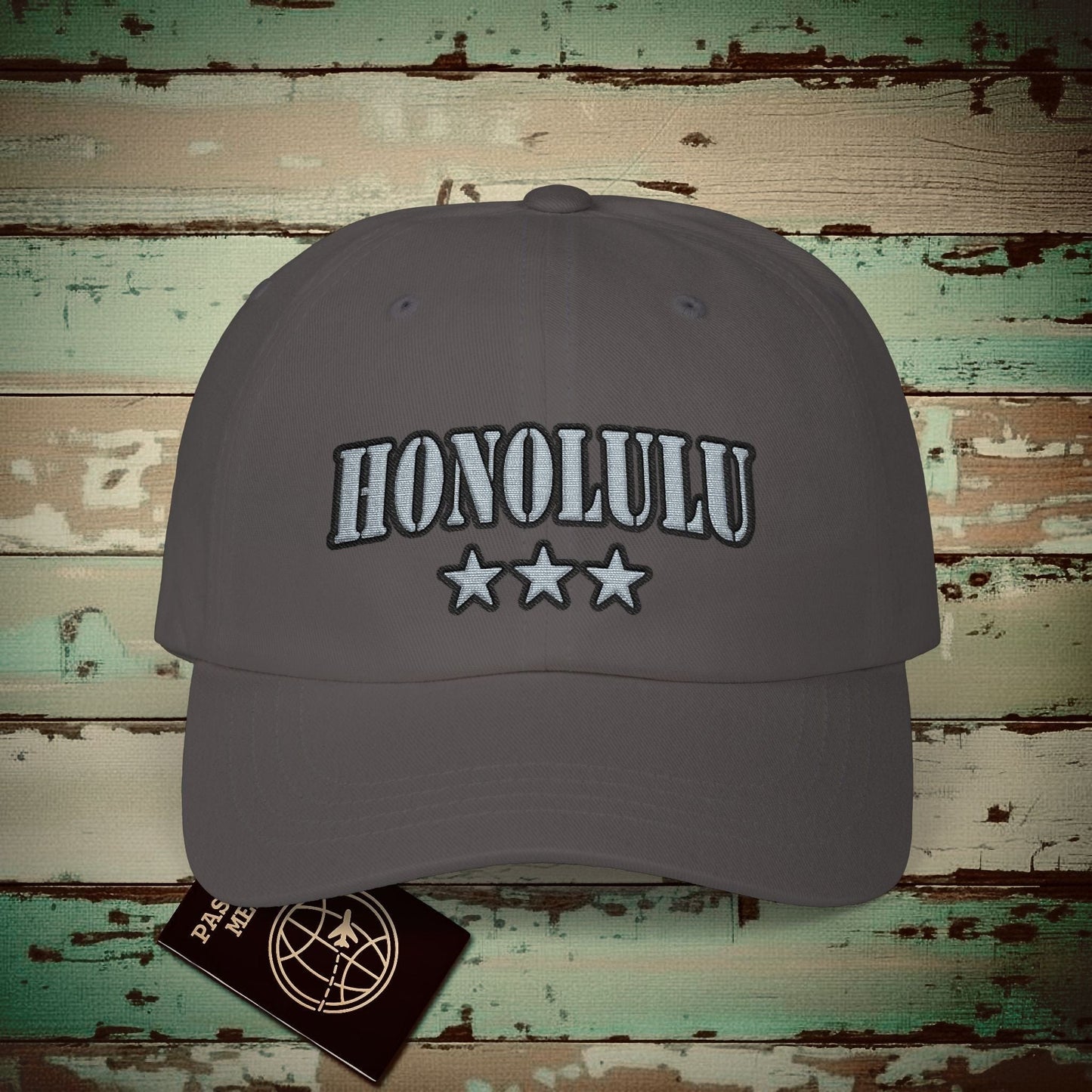 Classic Military, Honolulu, Hawaii Embroidered Hat Dark Grey / One size