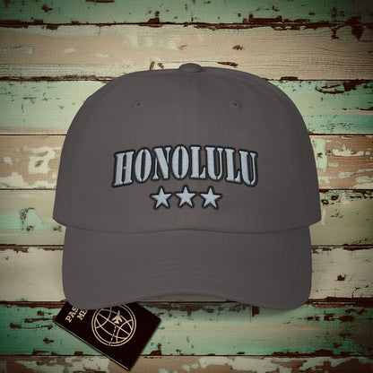 Classic Military, Honolulu, Hawaii Embroidered Hat Dark Grey / One size