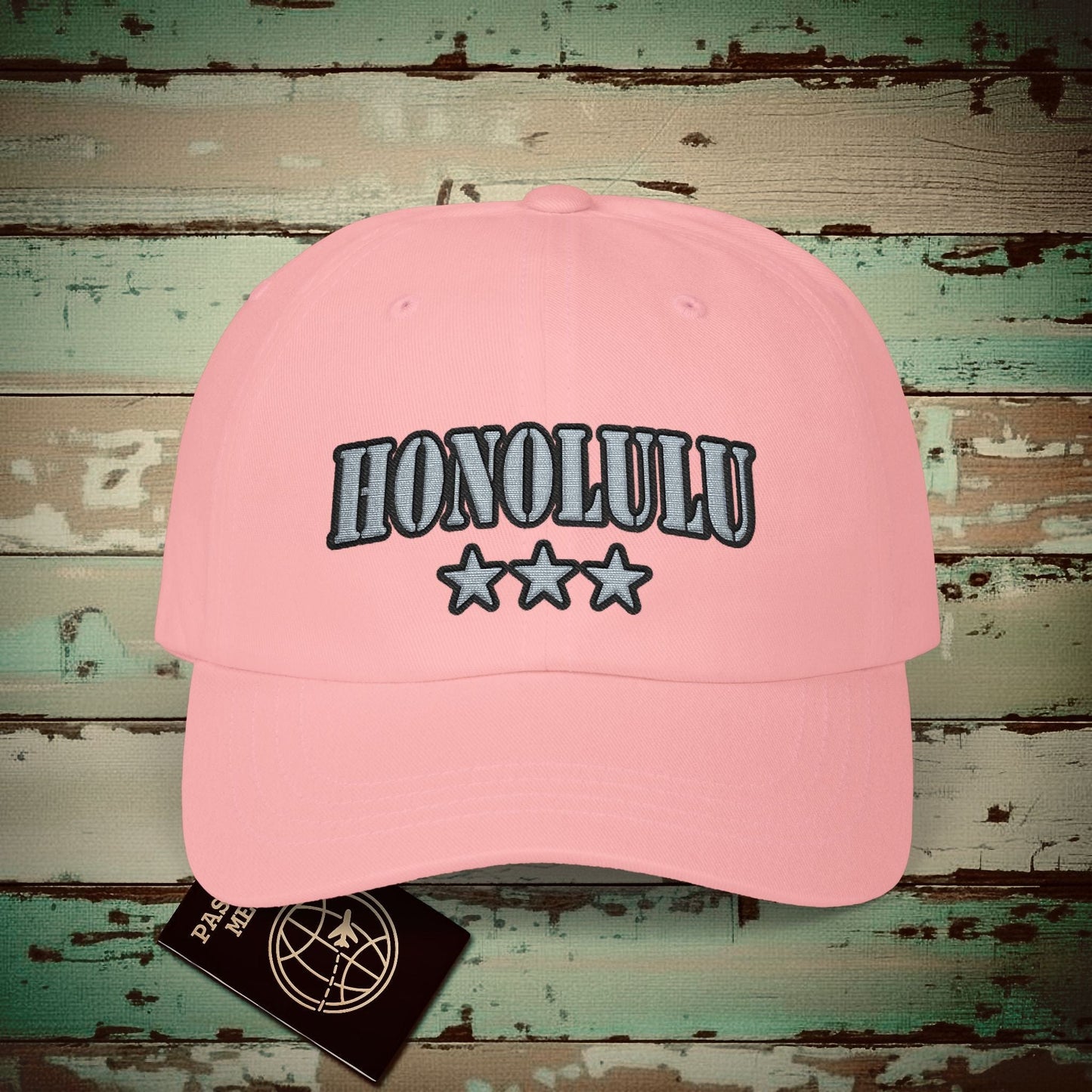 Classic Military, Honolulu, Hawaii Embroidered Hat Pink / One size